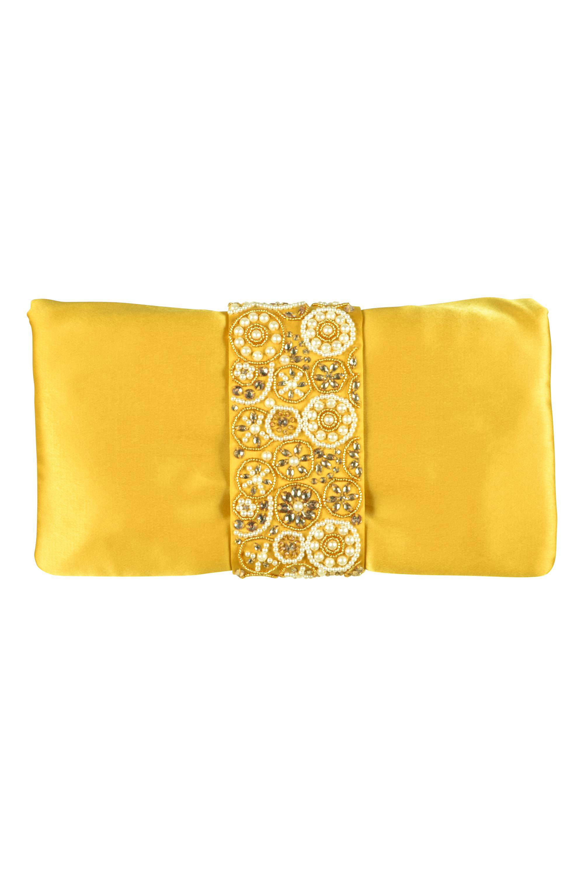 デザインビジュマスタードクラッチバッグ