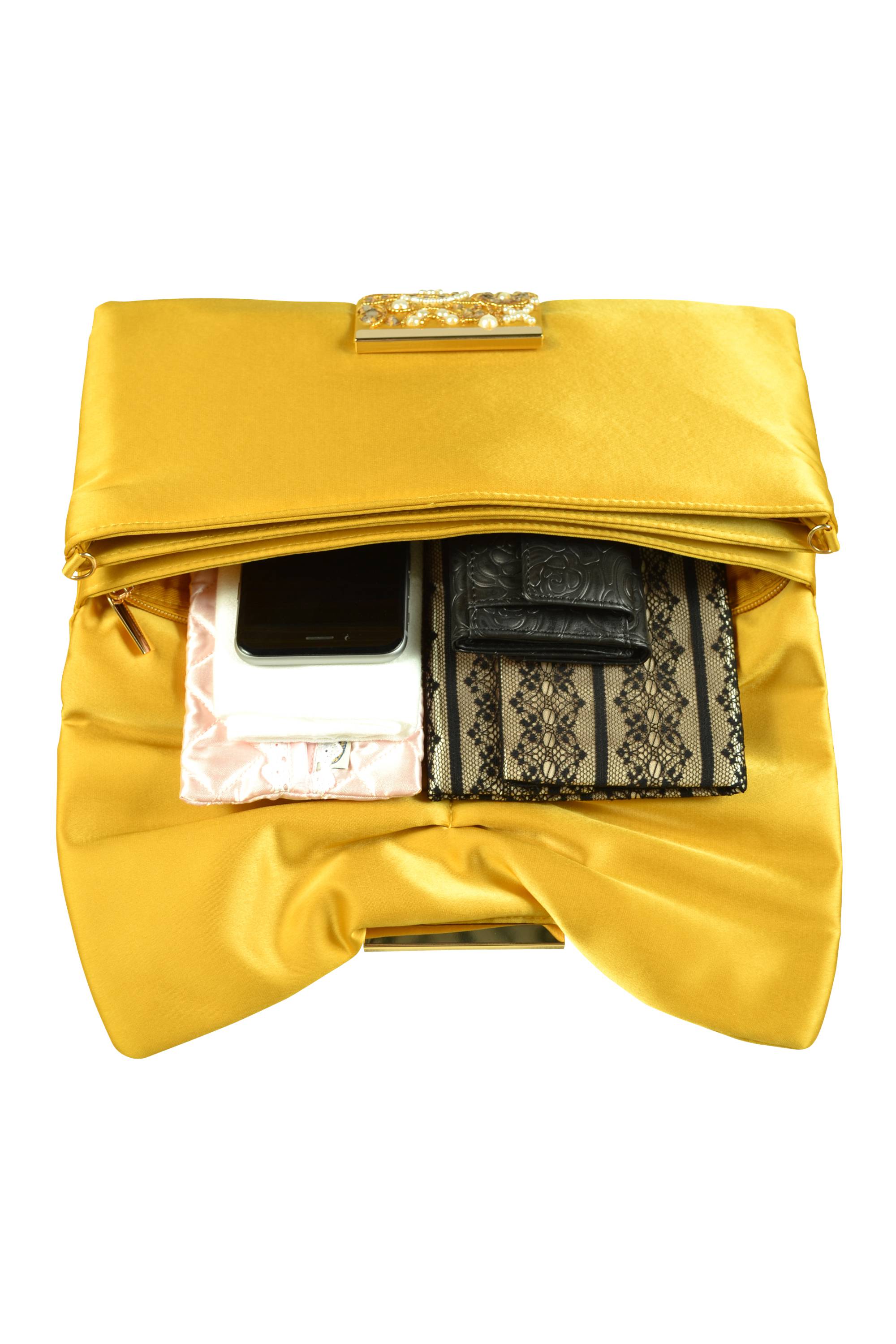 デザインビジュマスタードクラッチバッグ