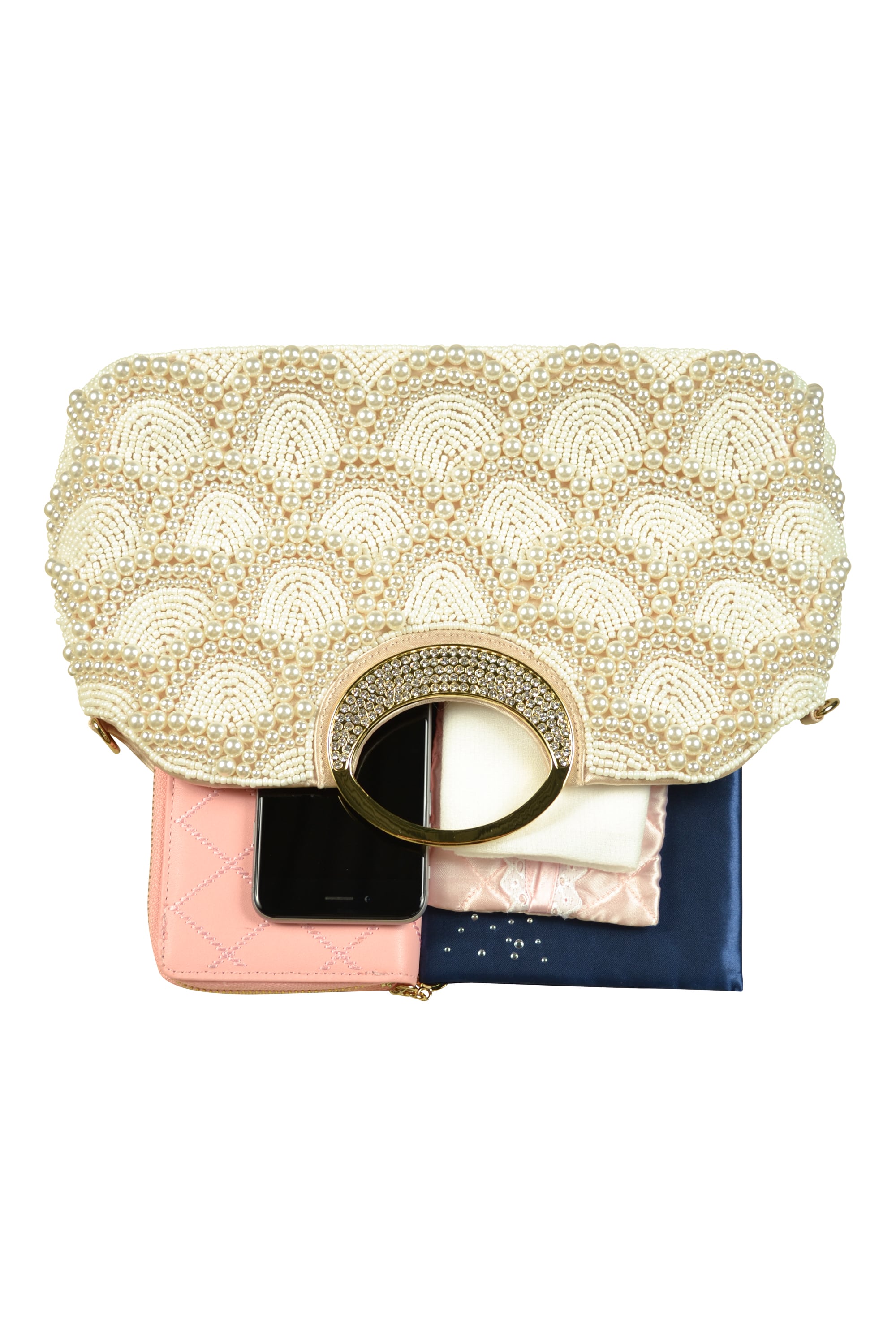 持ち手付きゴージャスパールシャンパンバッグ