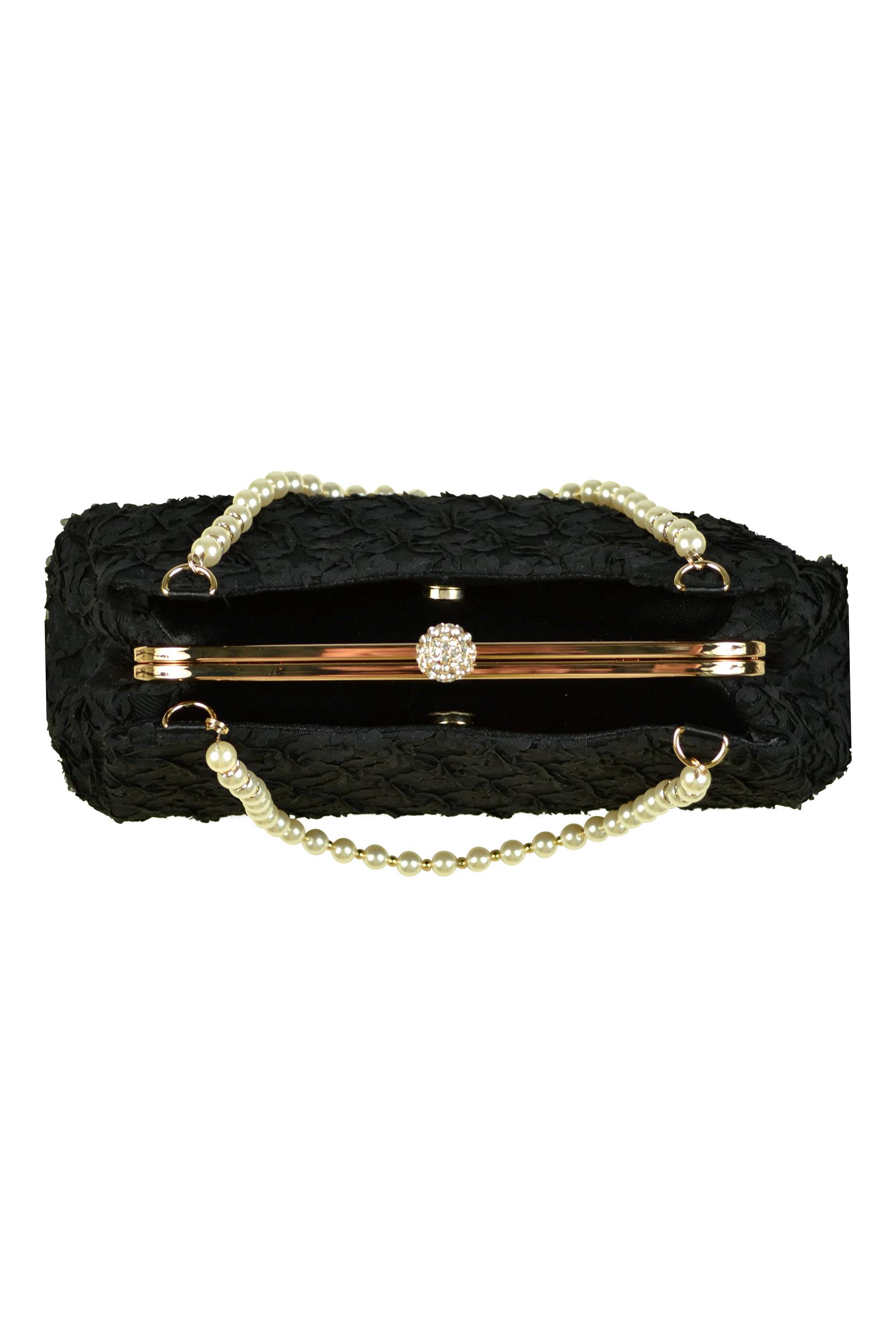 持ち手パールチェーンブラックバッグ