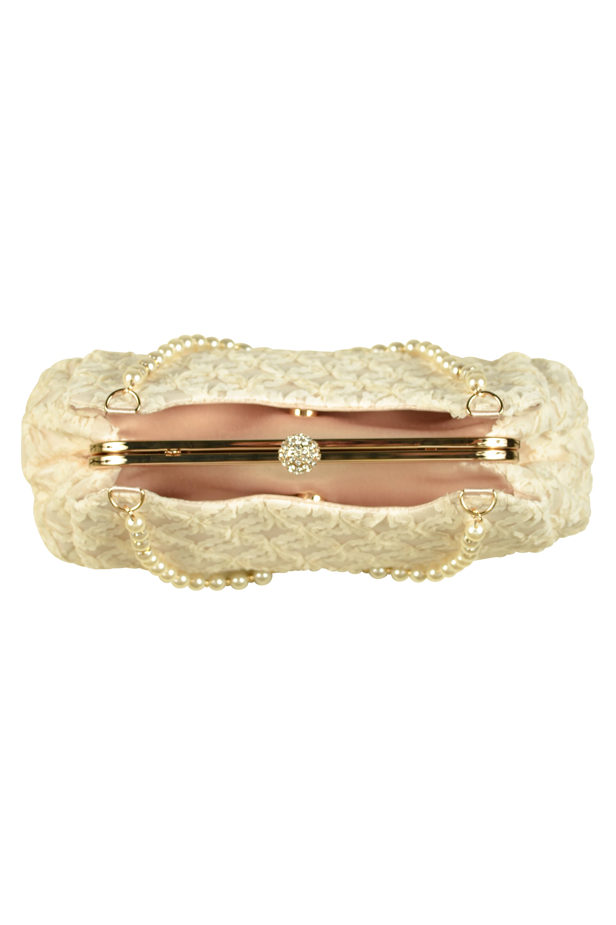 持ち手パールチェーンアイボリーバッグ