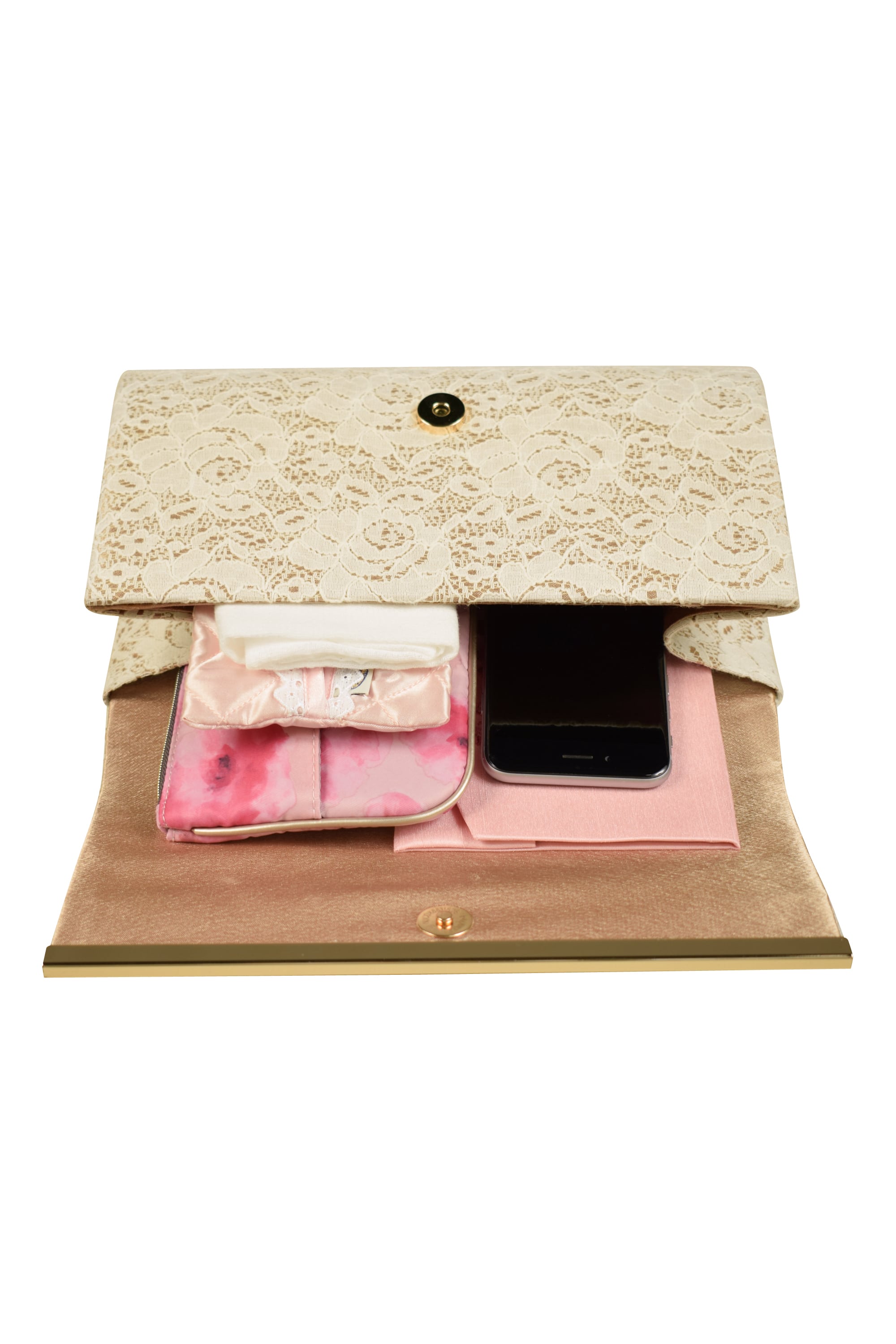 フラワーレースアイボリーバッグ