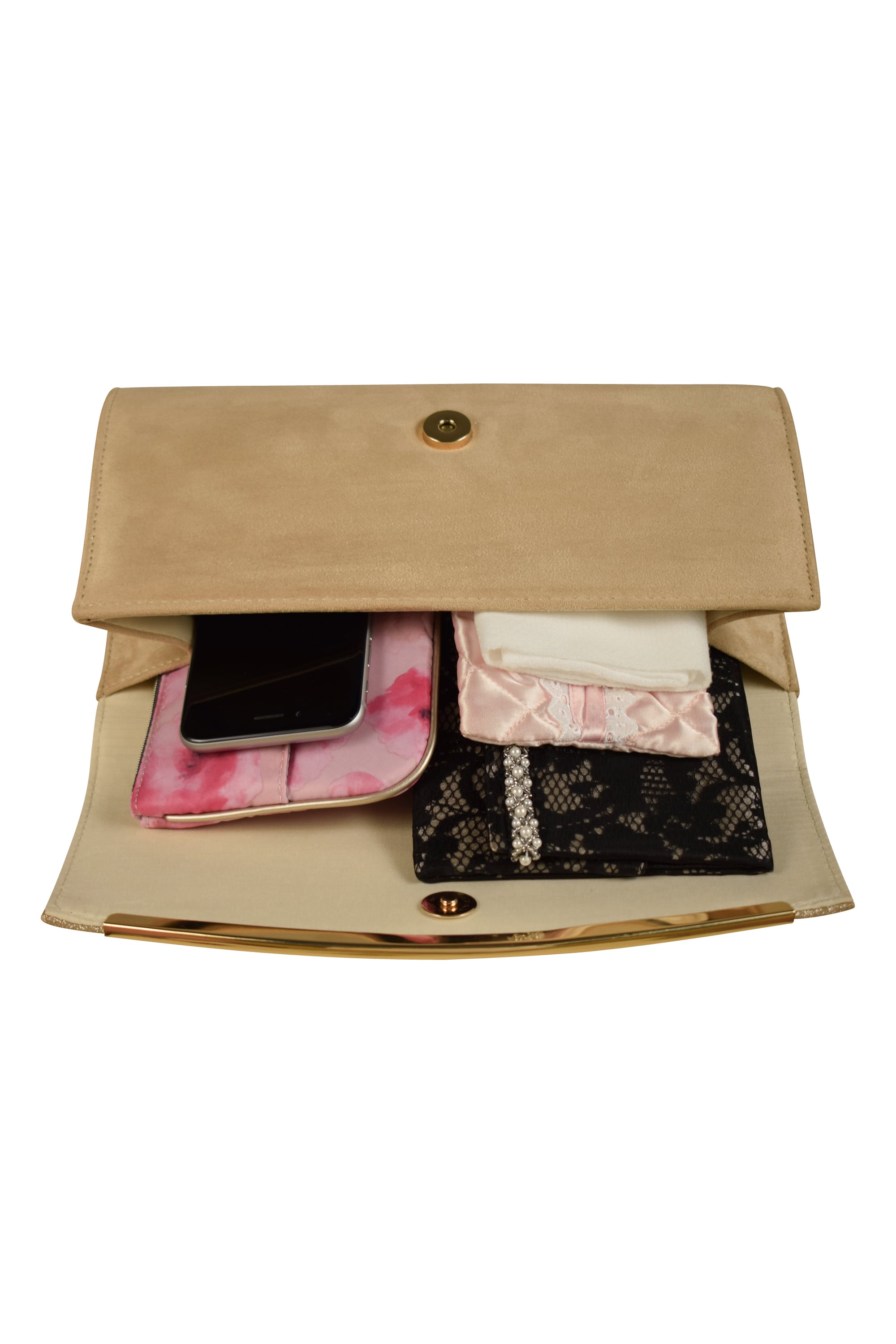 ラメスクエアベージュバッグ