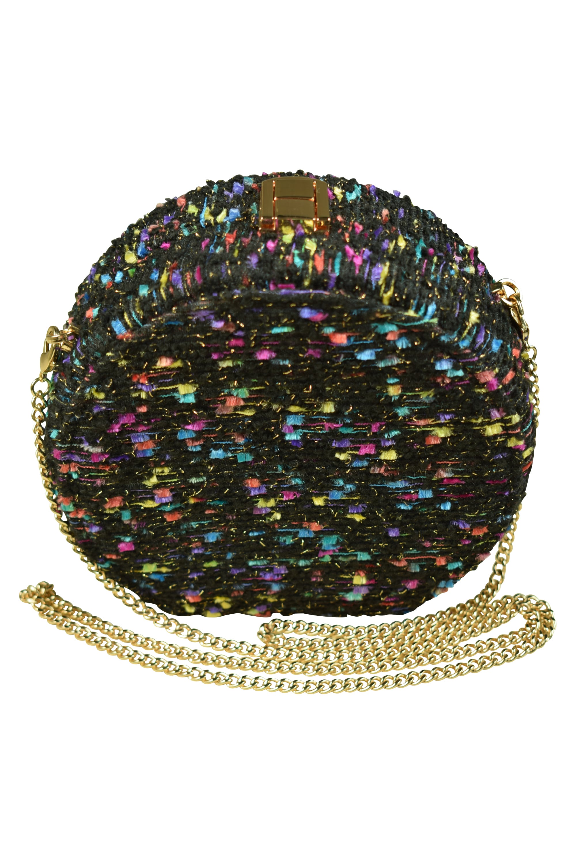 マルチカラー×ブラックラウンドバッグ