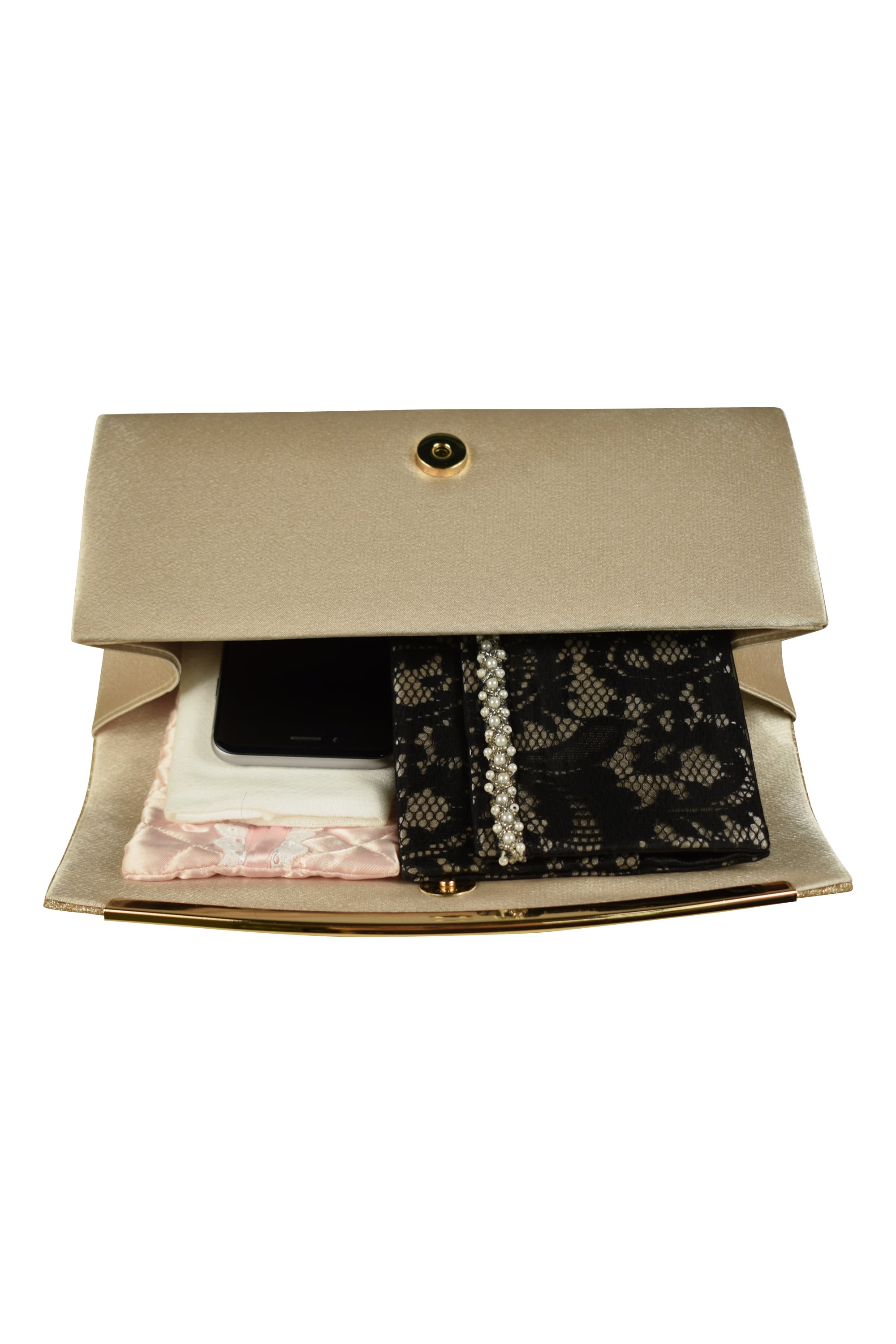 ラメプリーツゴールドバッグ