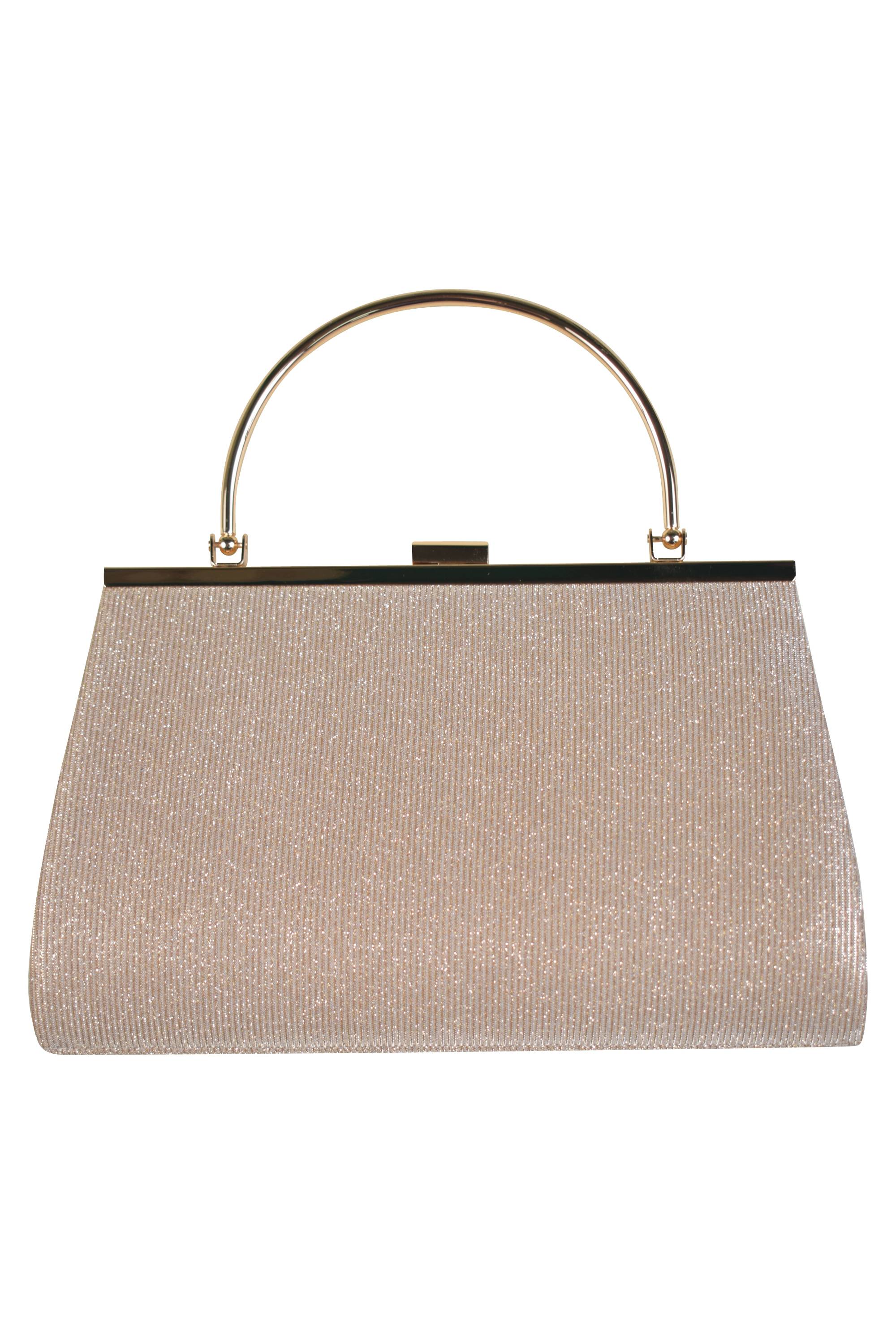 持ち手付きラメプリーツゴールドバッグ