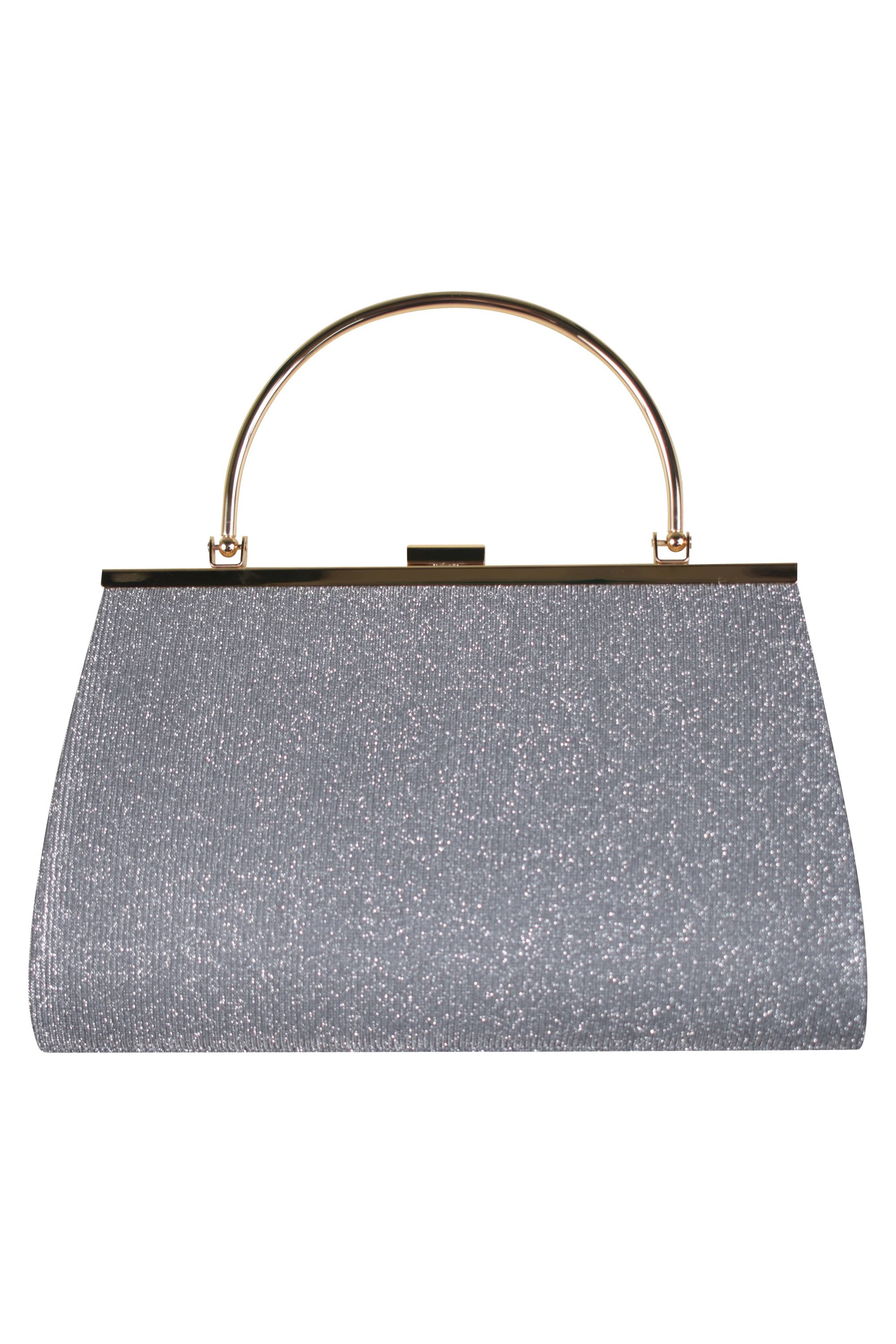 持ち手付きラメプリーツグレーバッグ