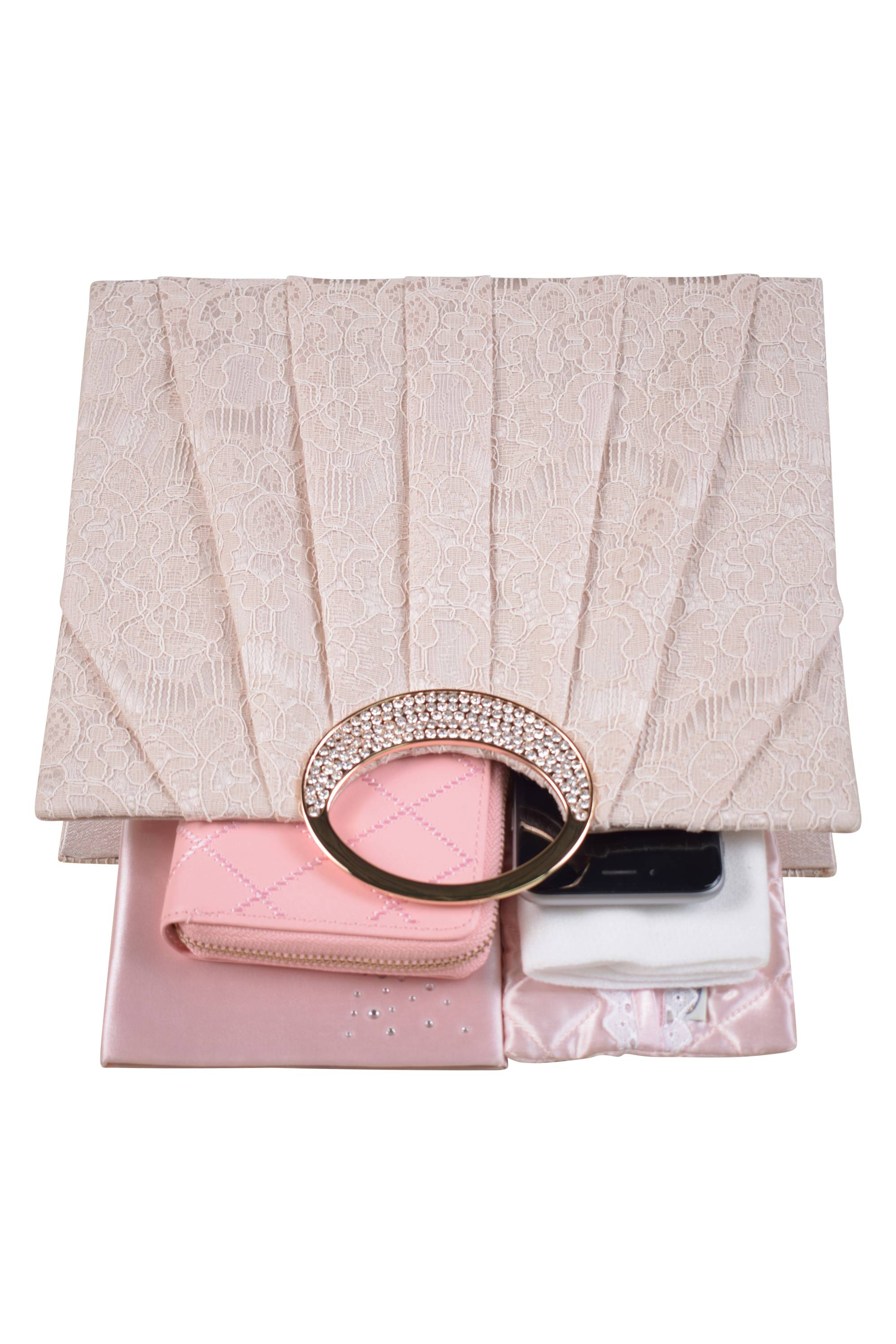 持ち手付きレースベージュバッグ