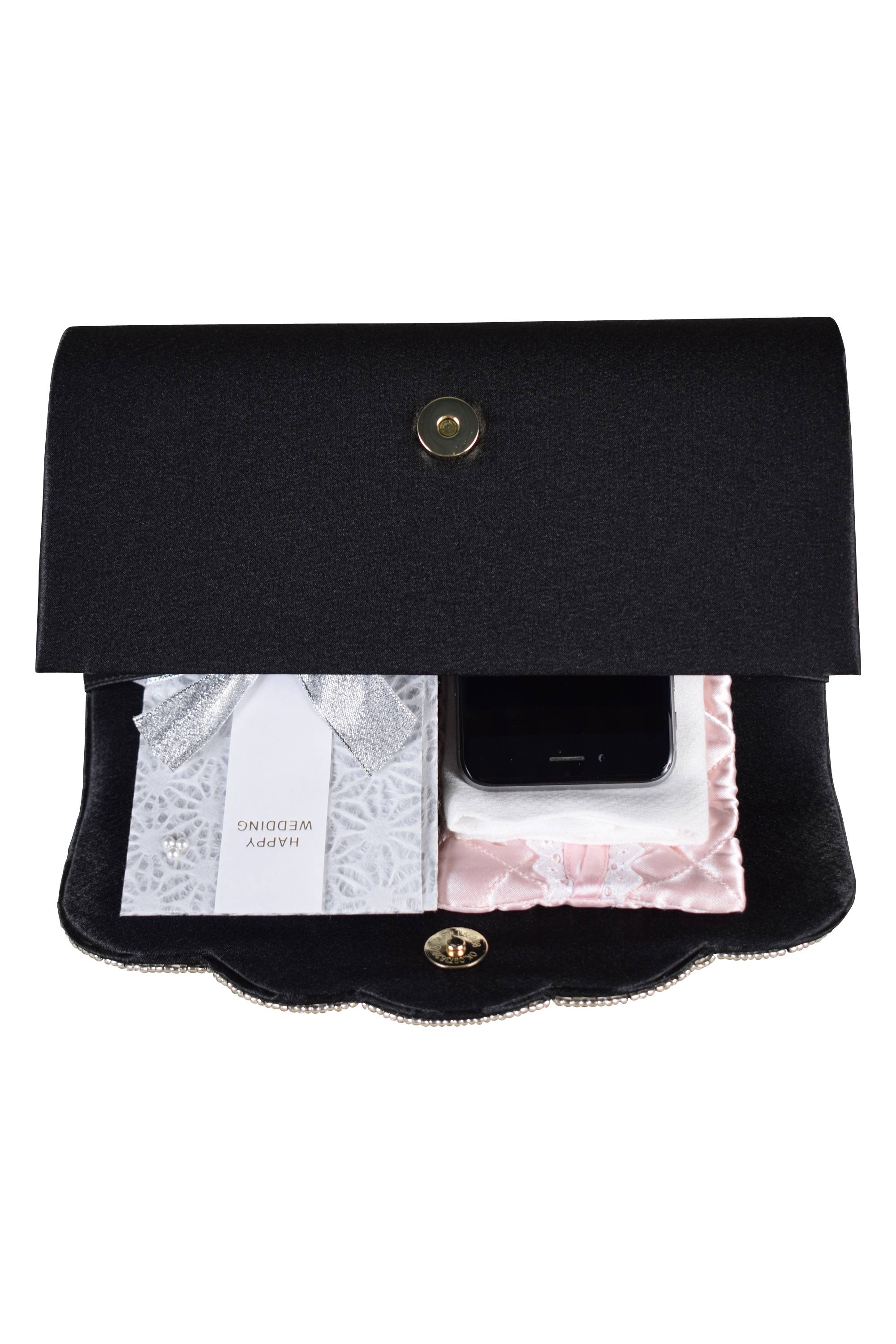 スカラップビーズ＆パールブラックバッグ