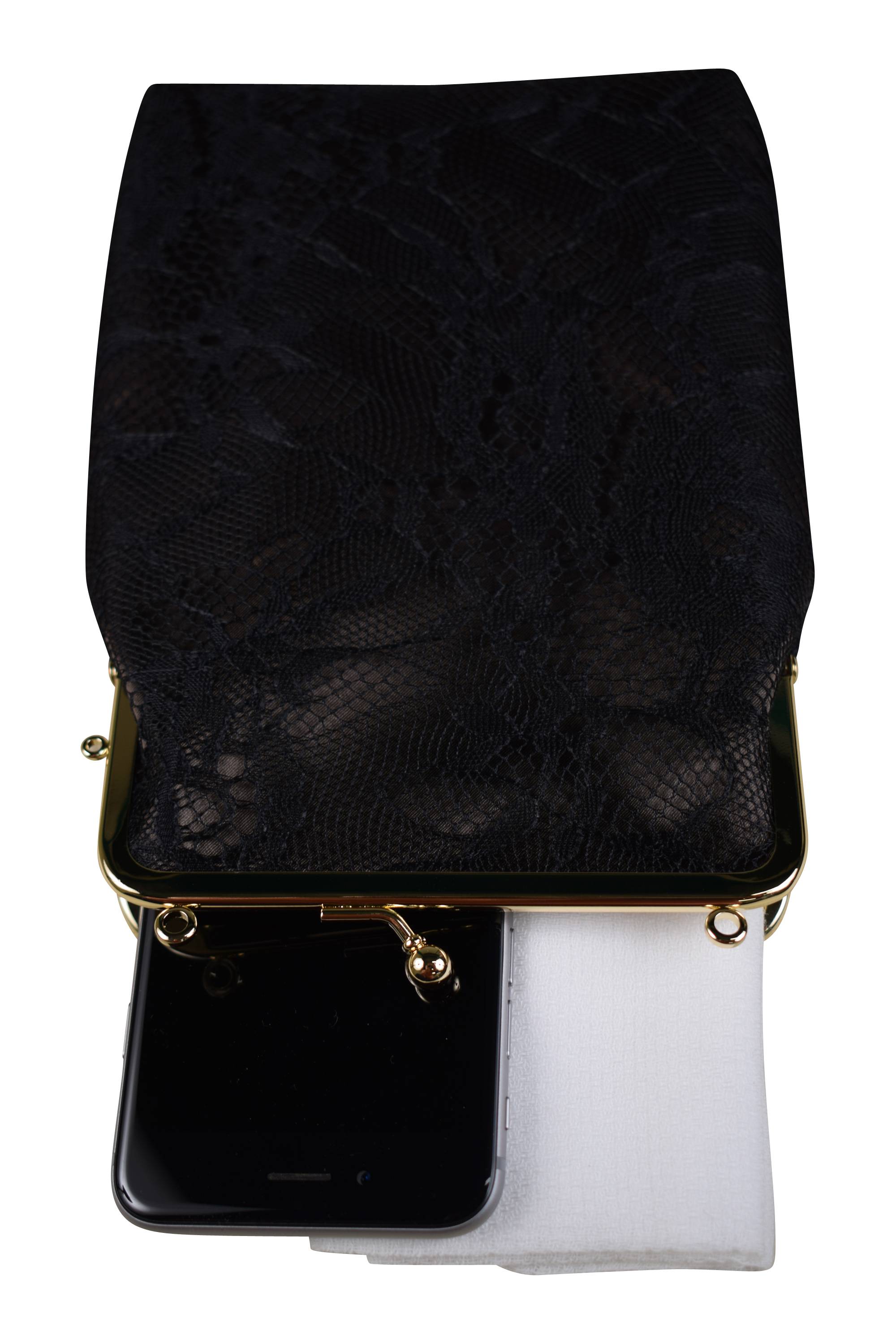 レースがま口ブラックサコッシュ