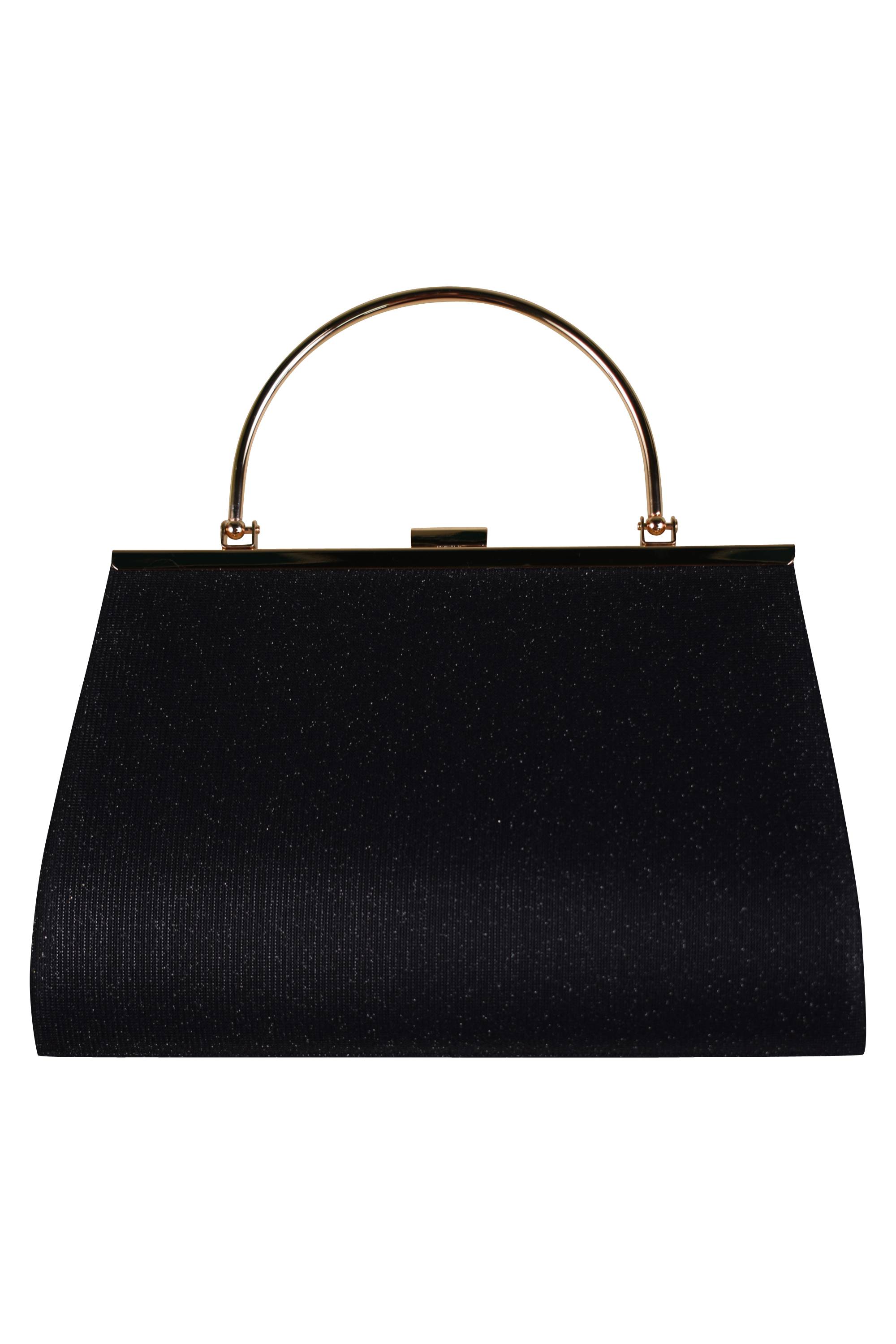 持ち手付きラメプリーツブラックバッグ