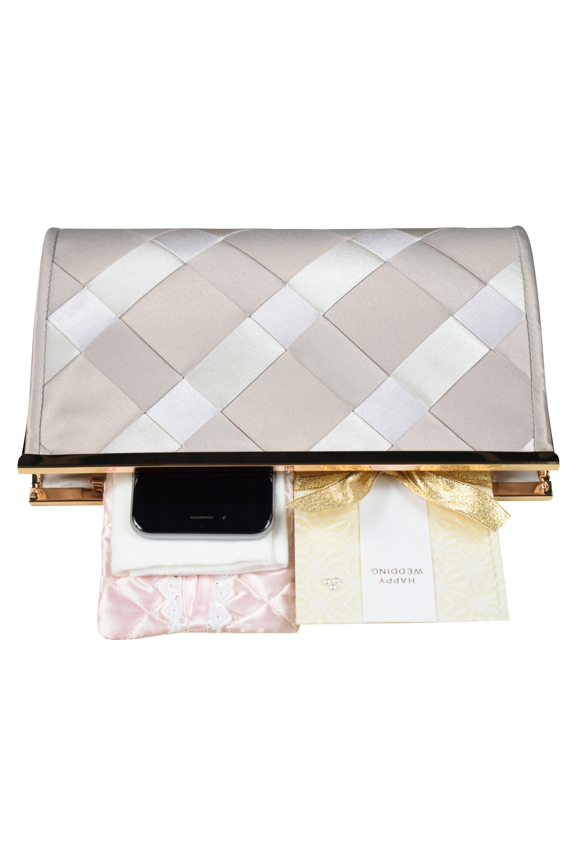 サテン編み込みシャンパンバッグ