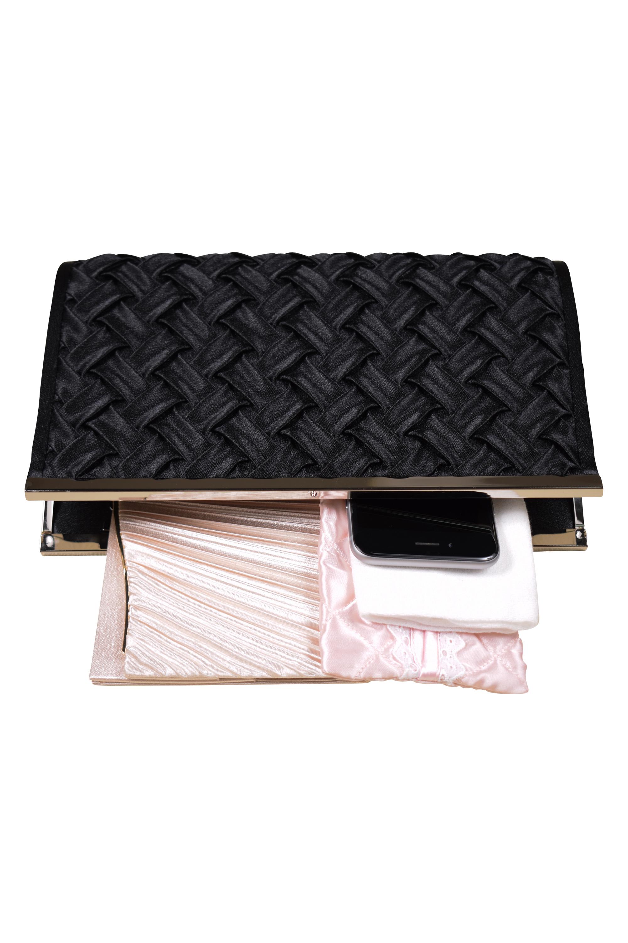 折りサテンブラックバッグ