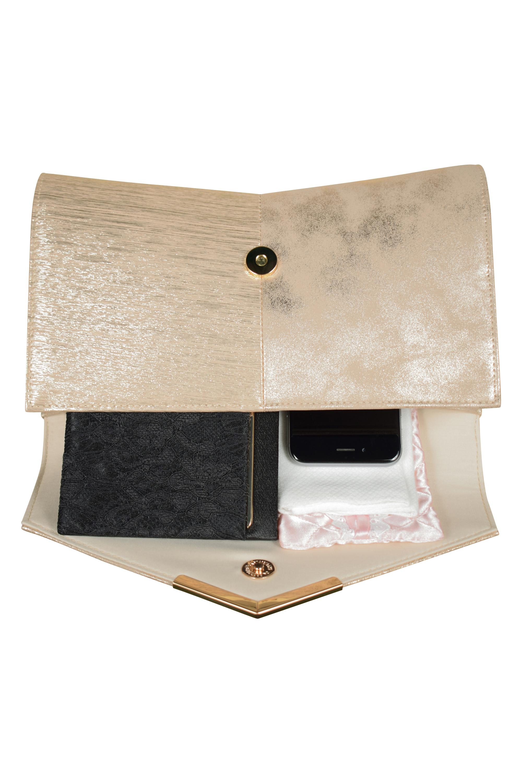 シャイニー異素材切替シャンパンバッグ