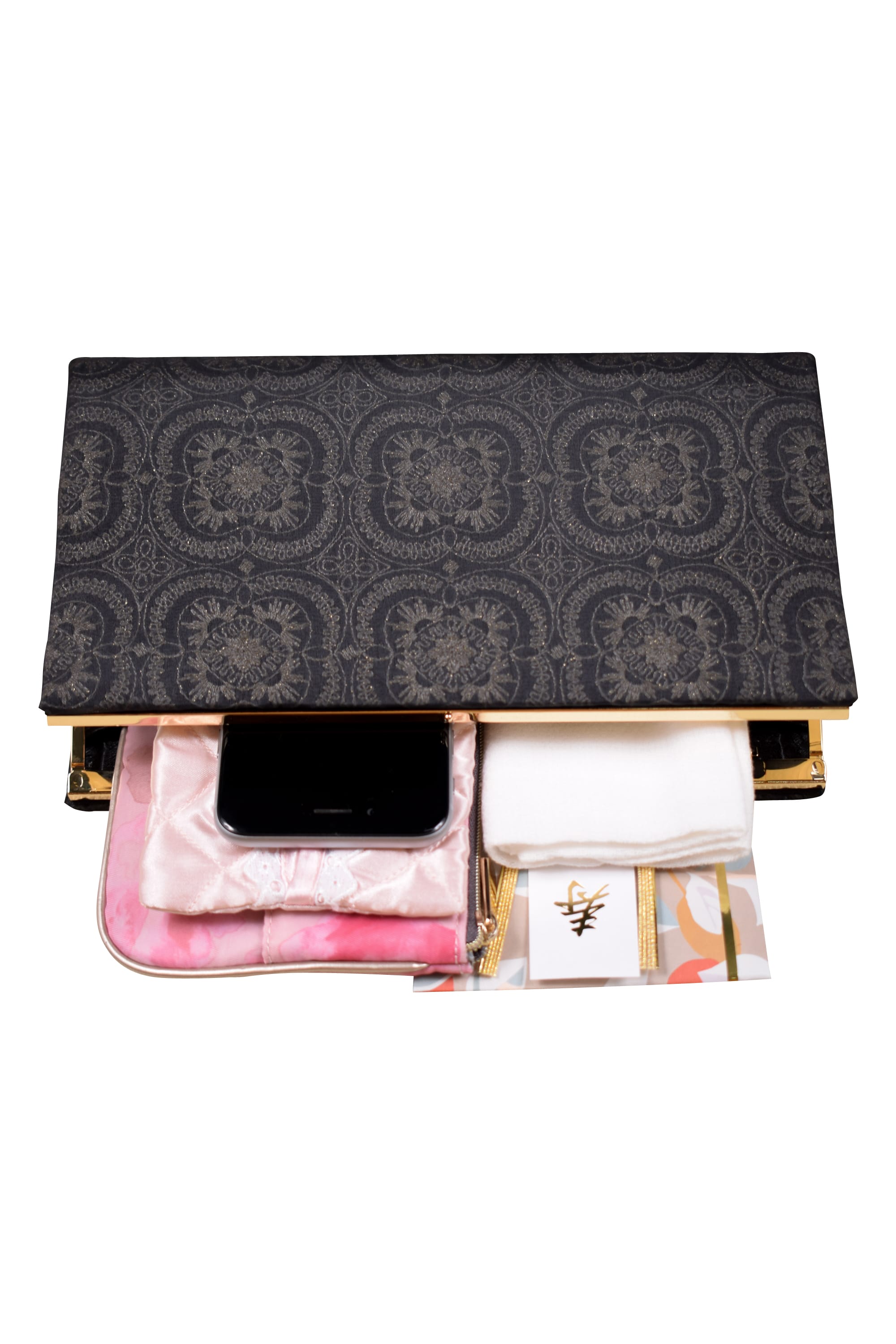 幾何学模様ラメブラックバッグ