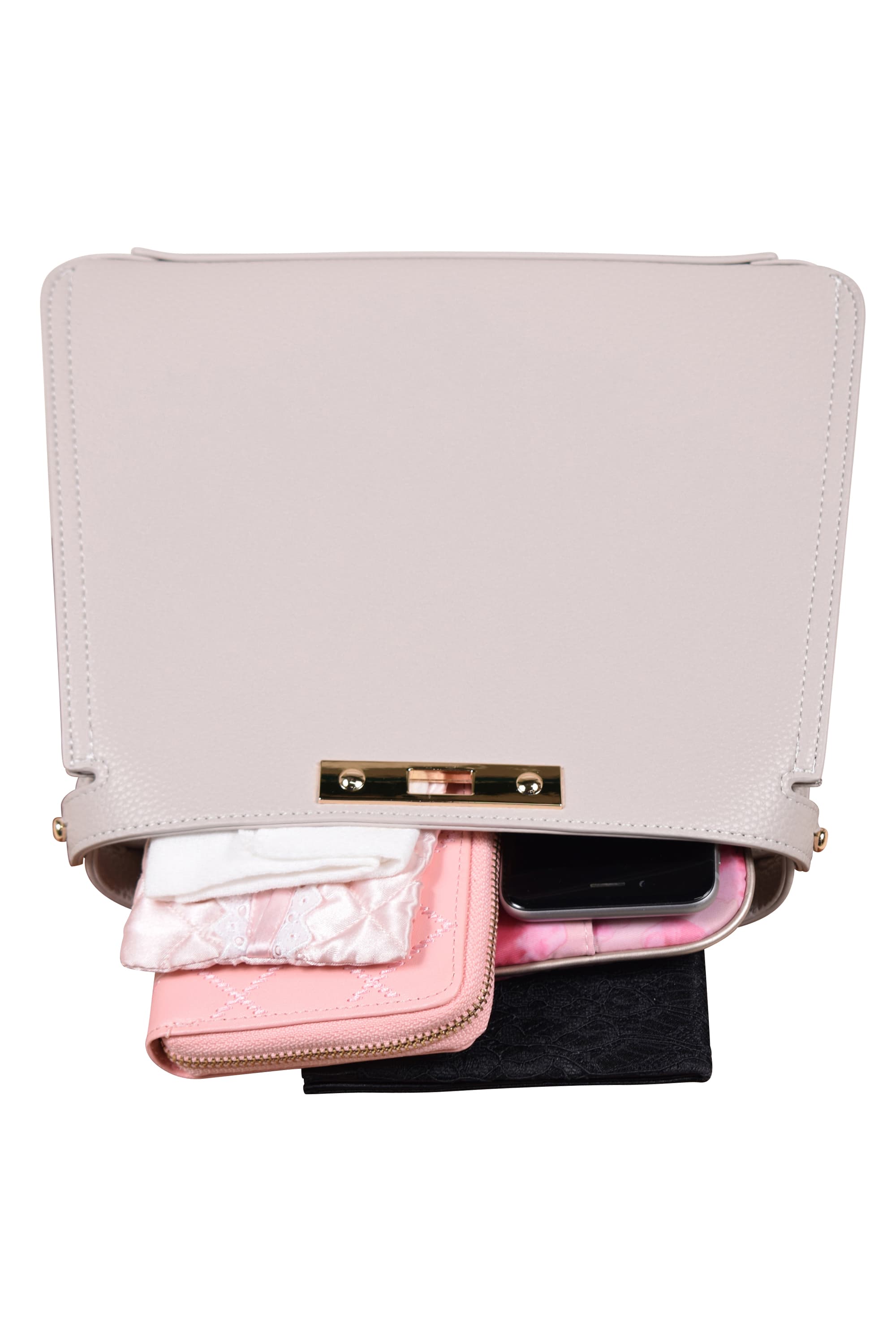 トラペジウム型ライトベージュバッグ