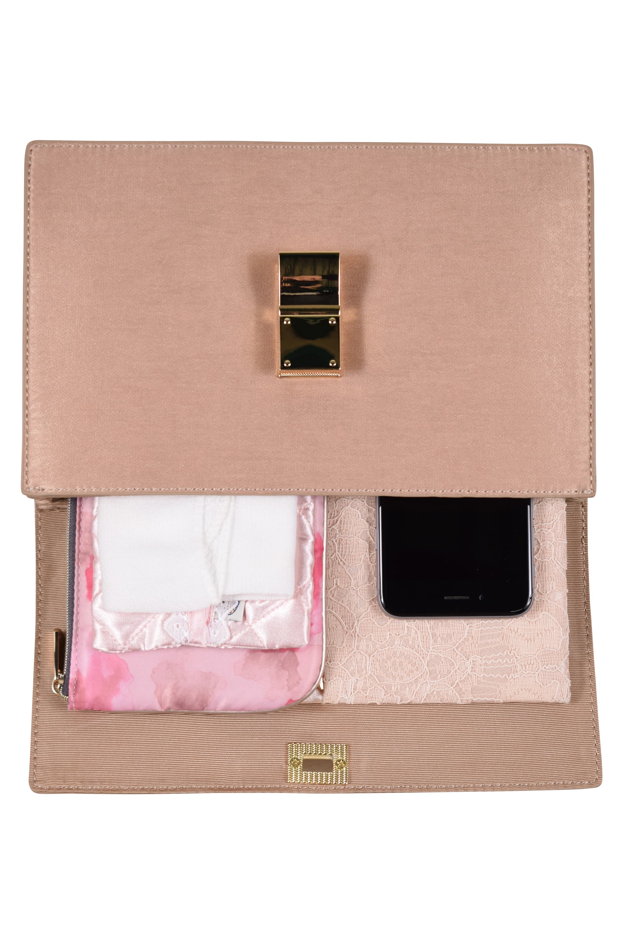 ヴィンテージサテンゴールドクラッチバッグ