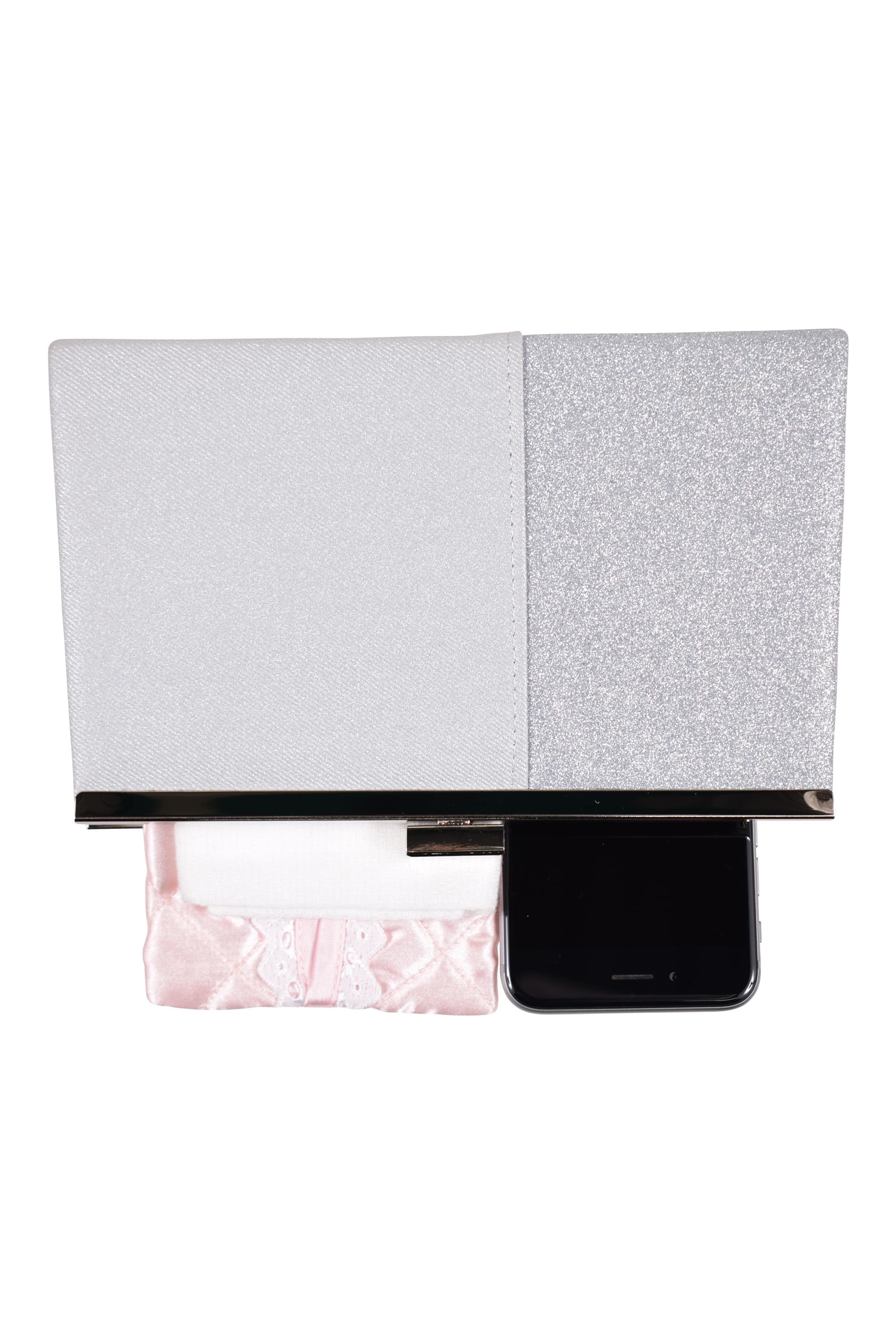 バイカラー異素材シルバーバッグ