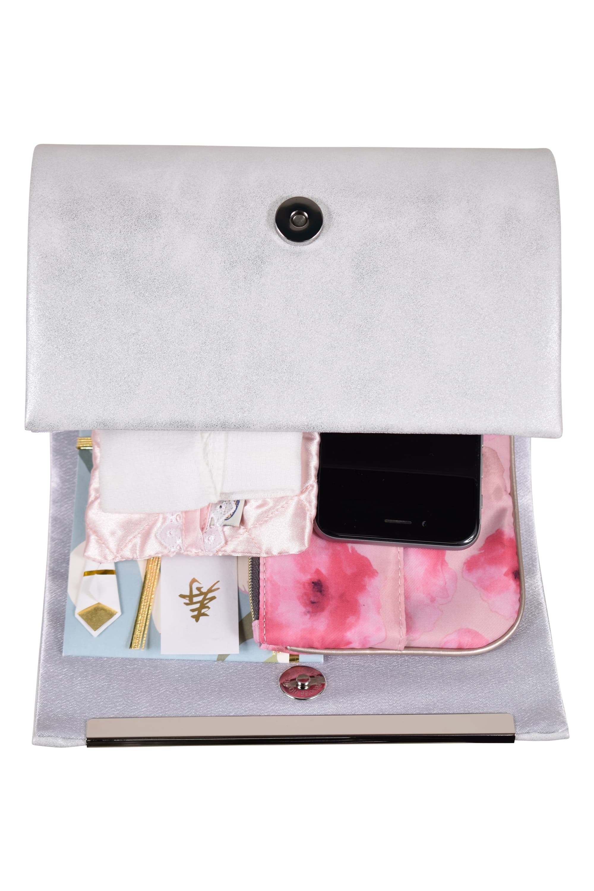 コンパクト箔加工シルバーバッグ