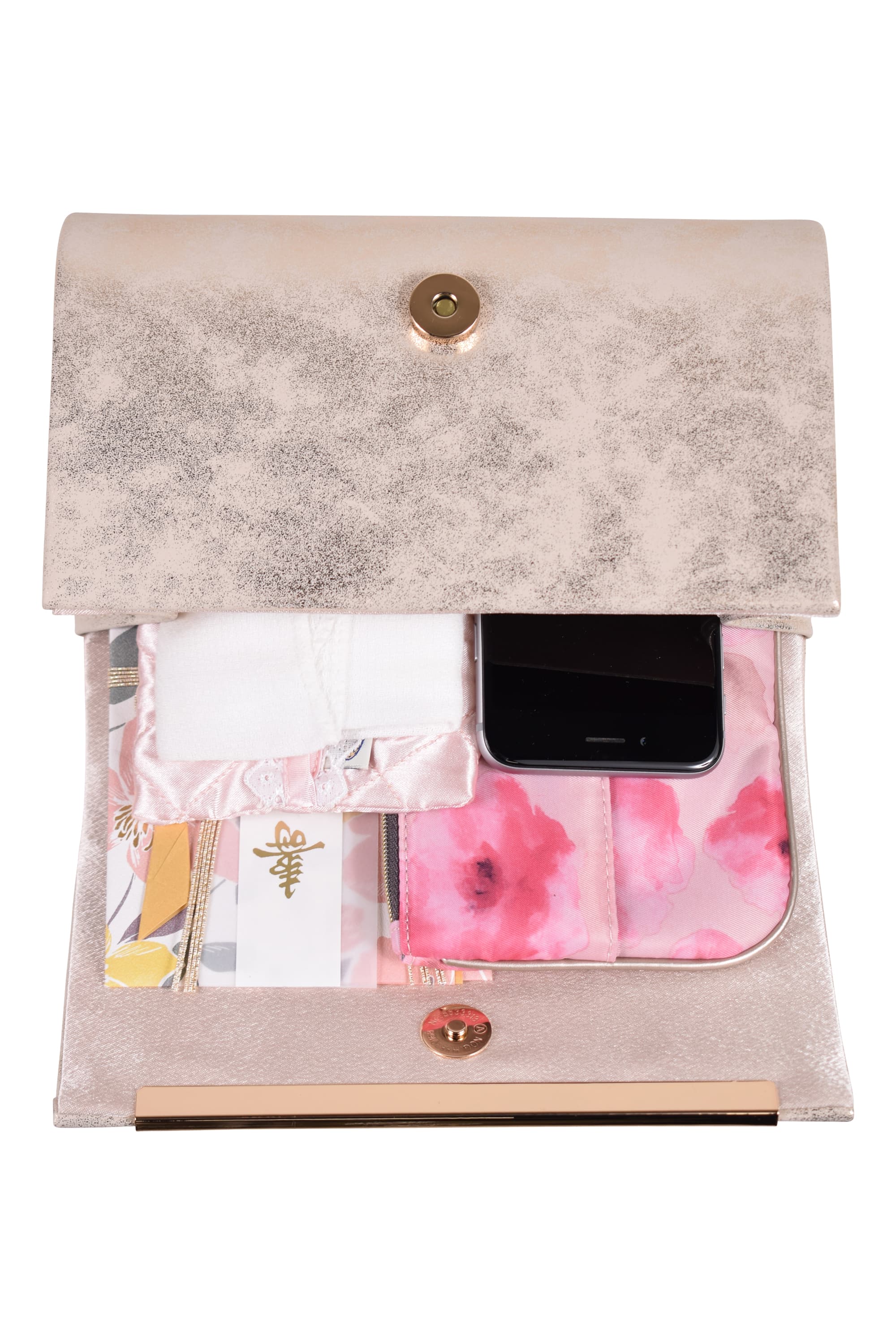 コンパクト箔加工ゴールドバッグ