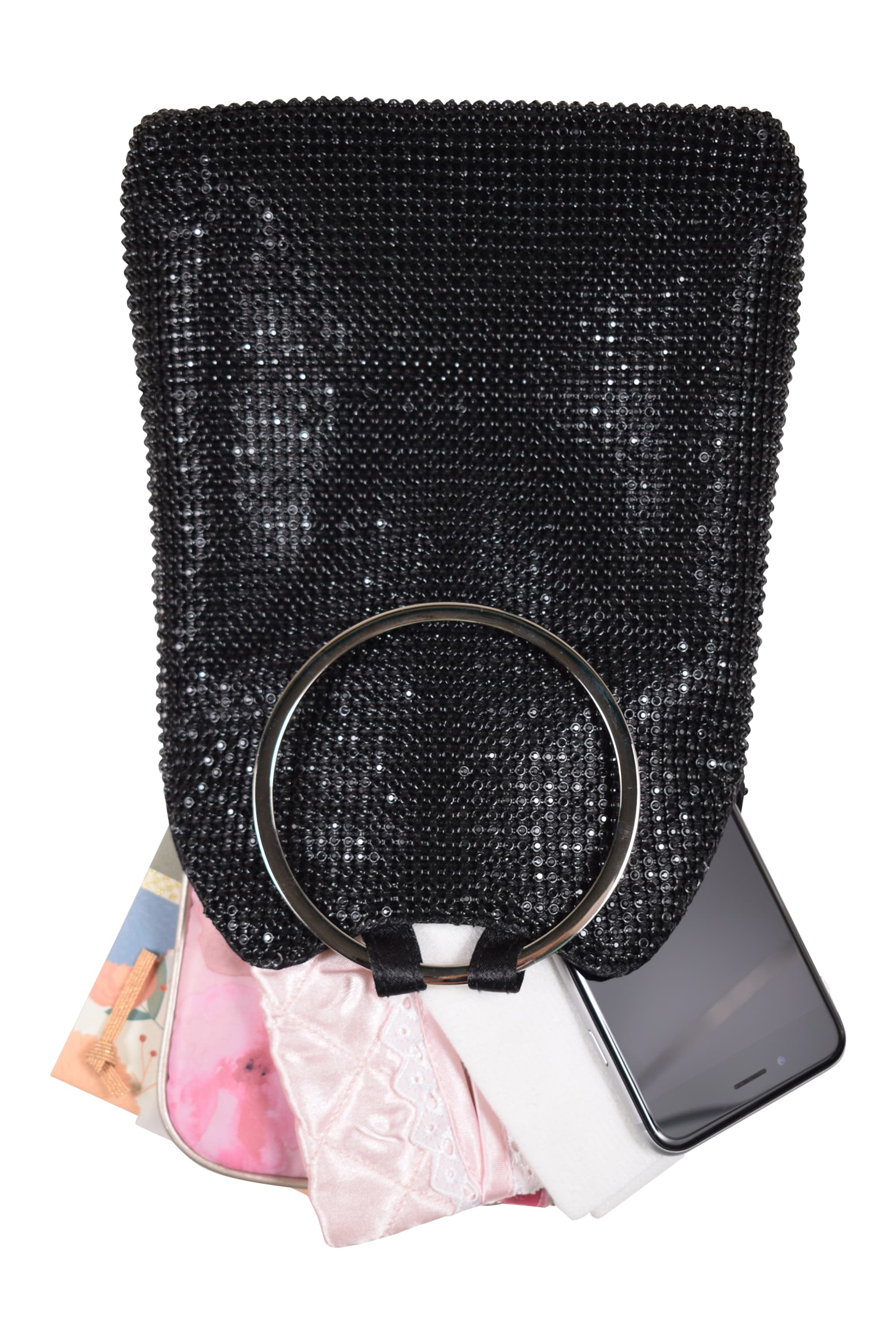 リングハンドルブラックバッグ