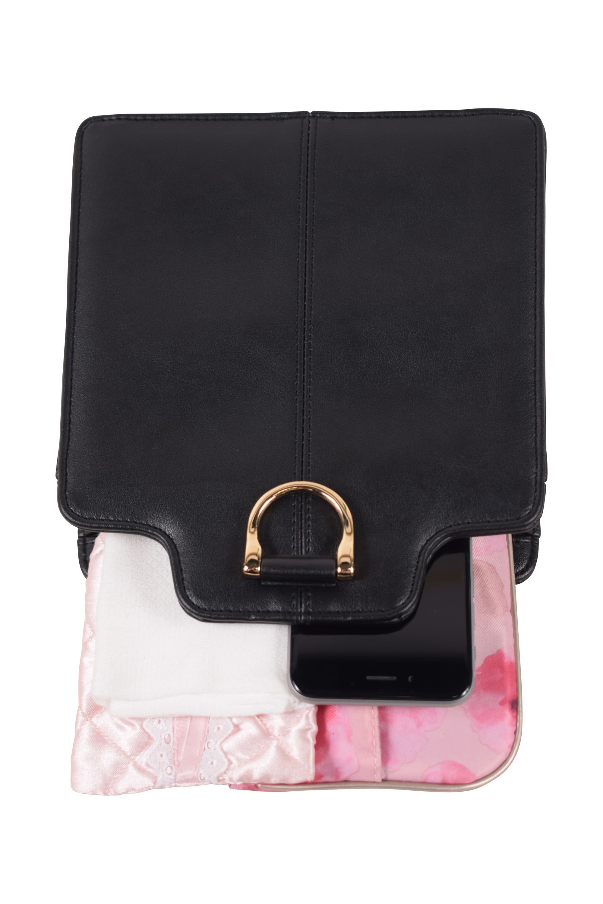 ワンハンドル合皮ブラックバッグ