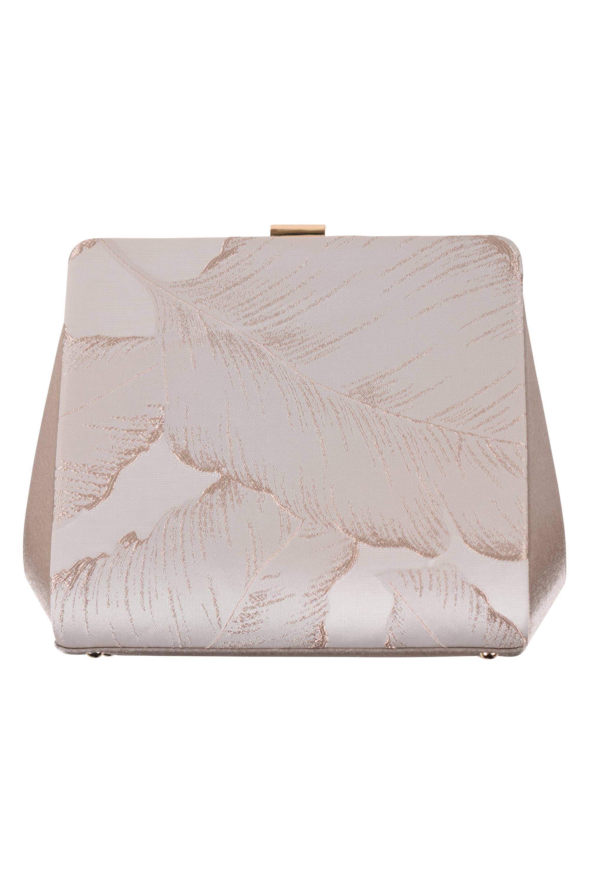 窓デザインバッグ ホワイト×グレージュ Hermoso リーフ柄ジャガードがま口グレージュバッグ をレンタル - 結婚