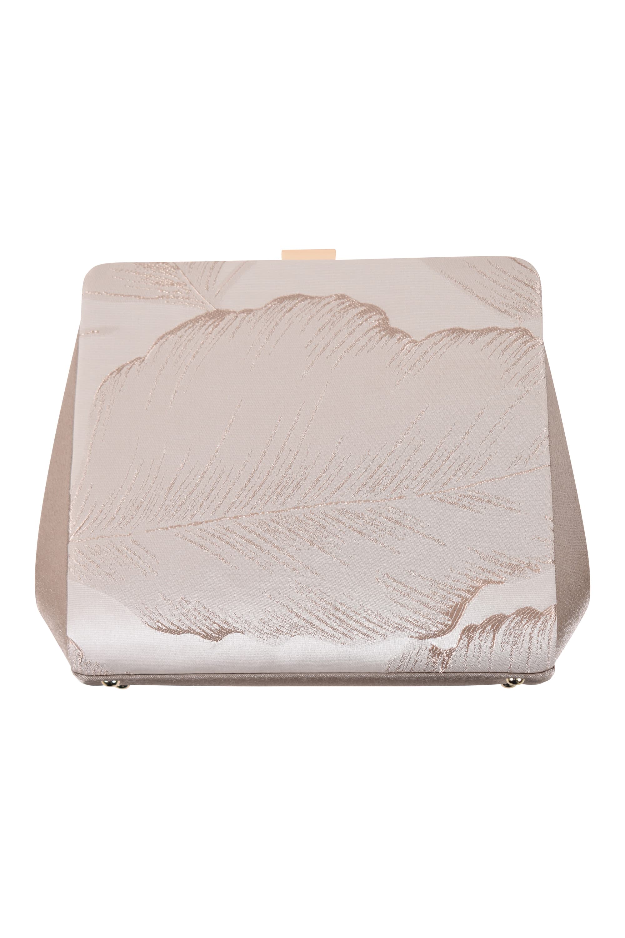 リーフ柄ジャガードがま口グレージュバッグ