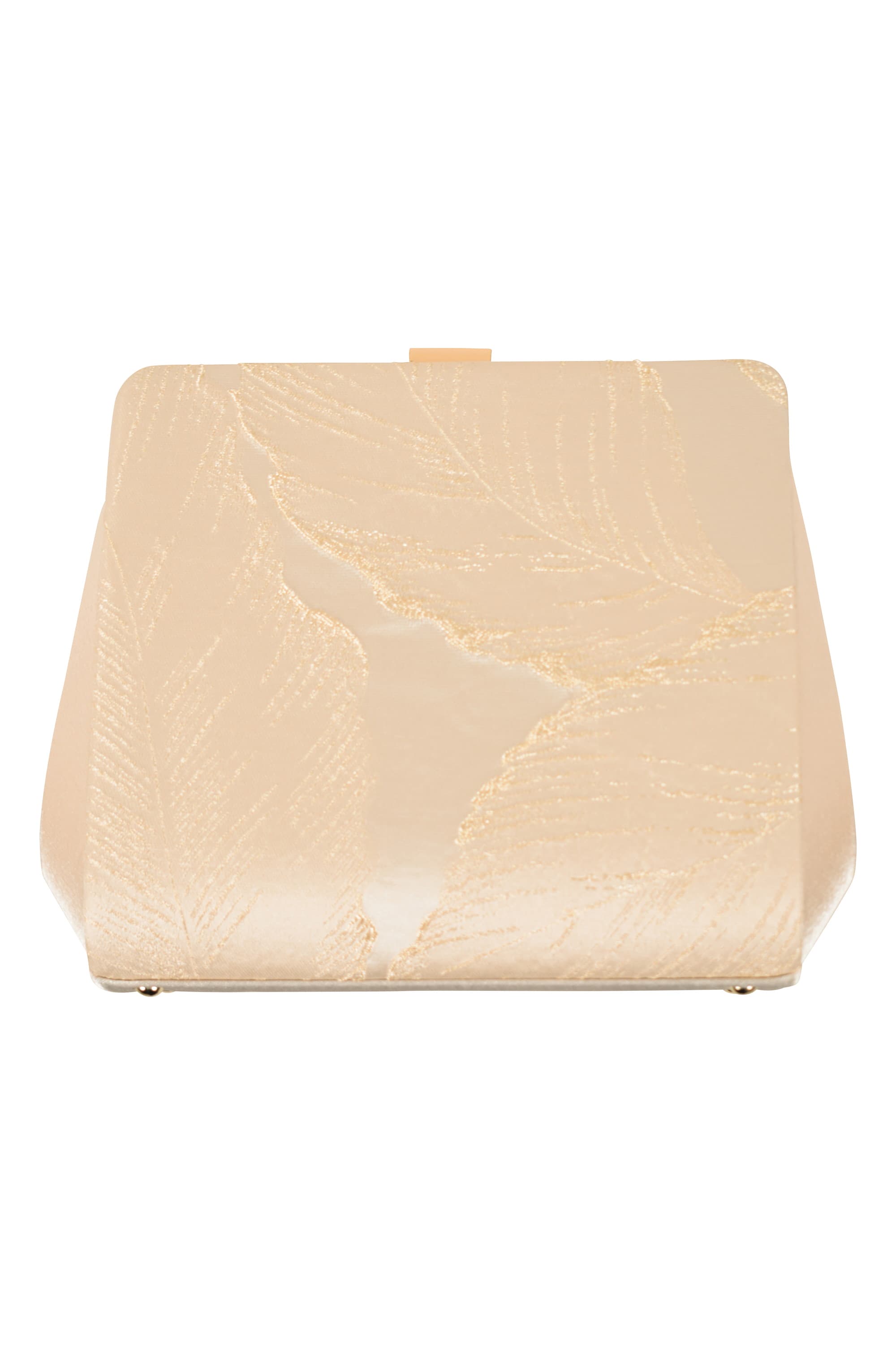 リーフ柄ジャガードがま口アイボリーバッグ