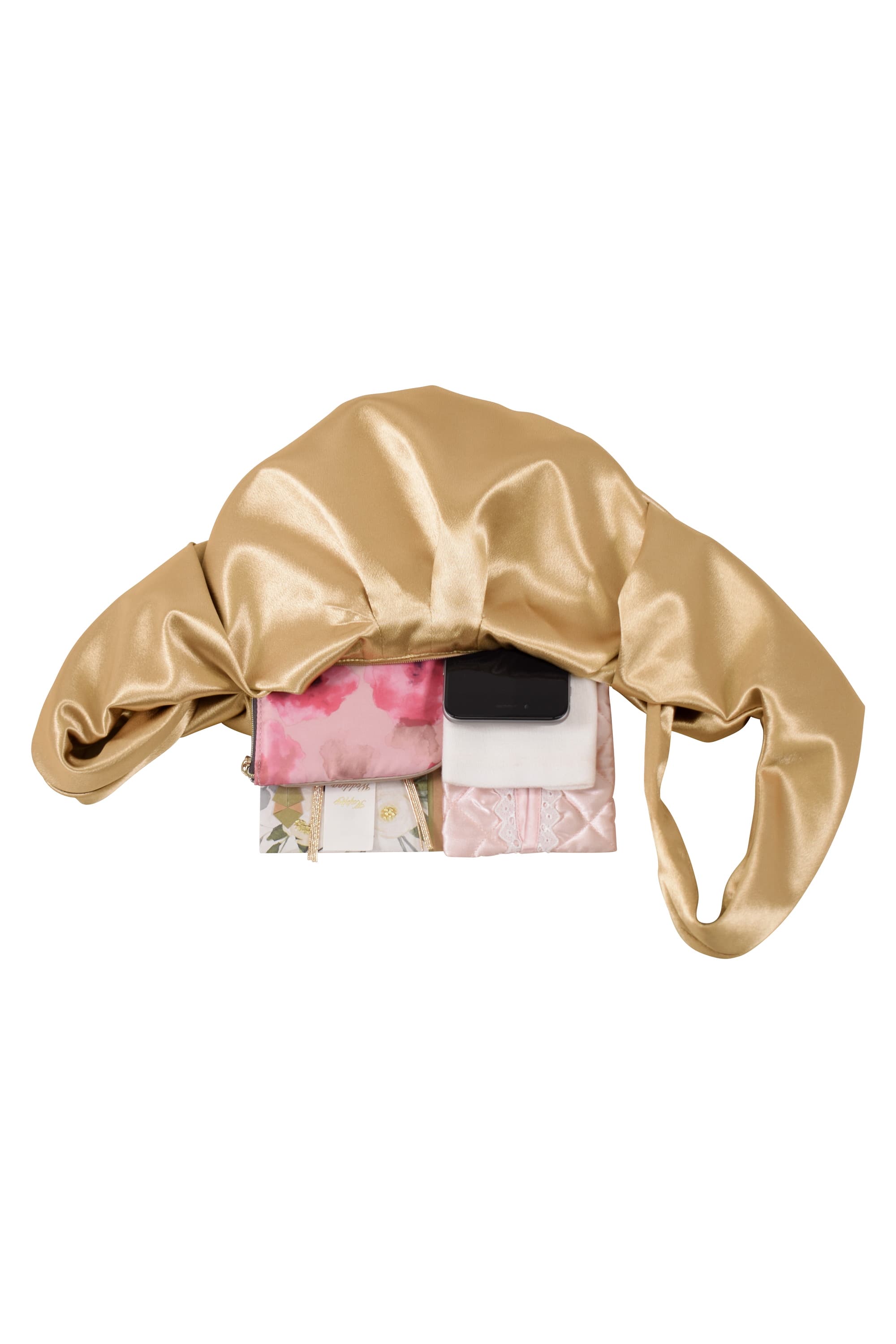 ワンハンドルたまご型ゴールドバッグ