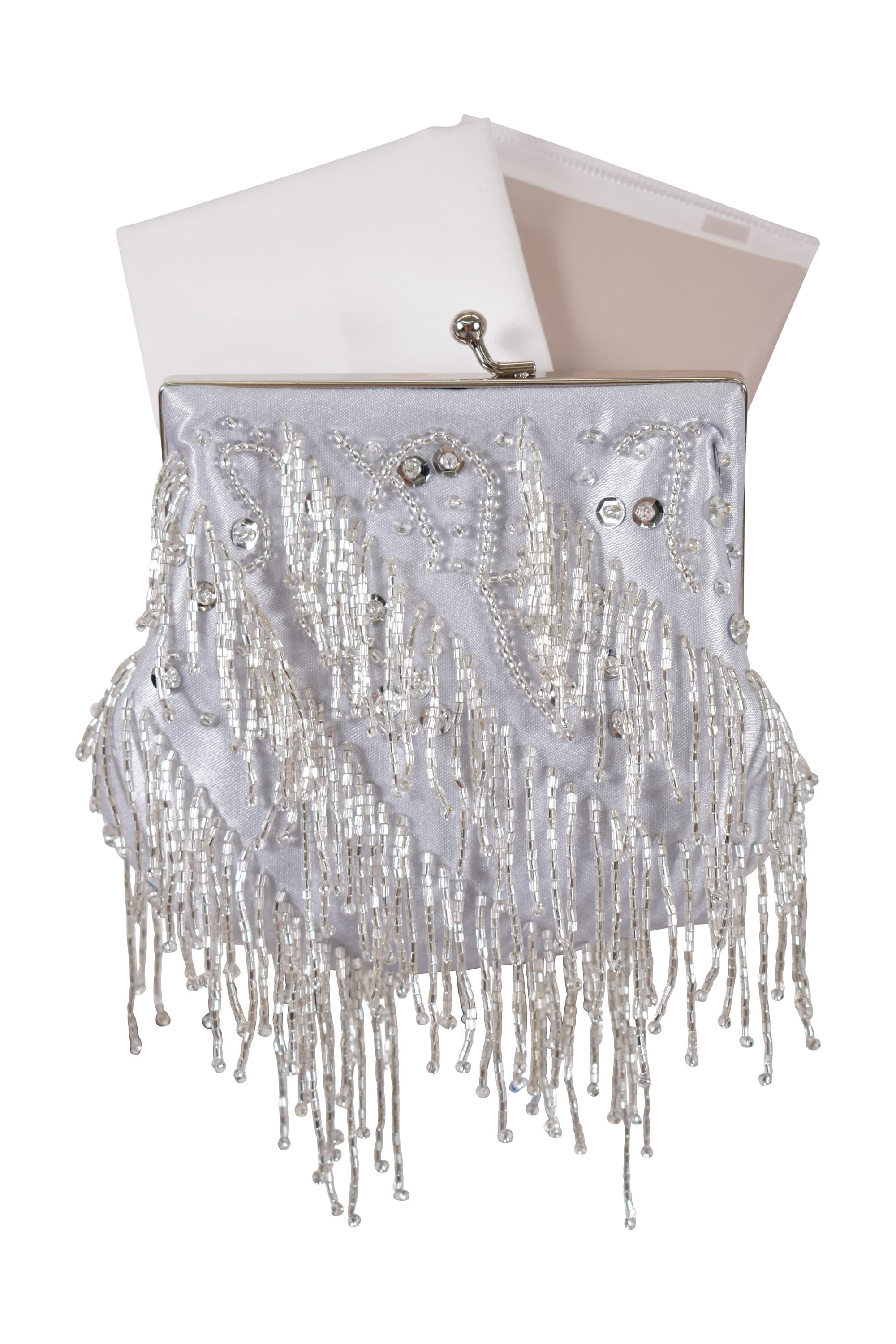 ビーズフリンジシルバーバッグ