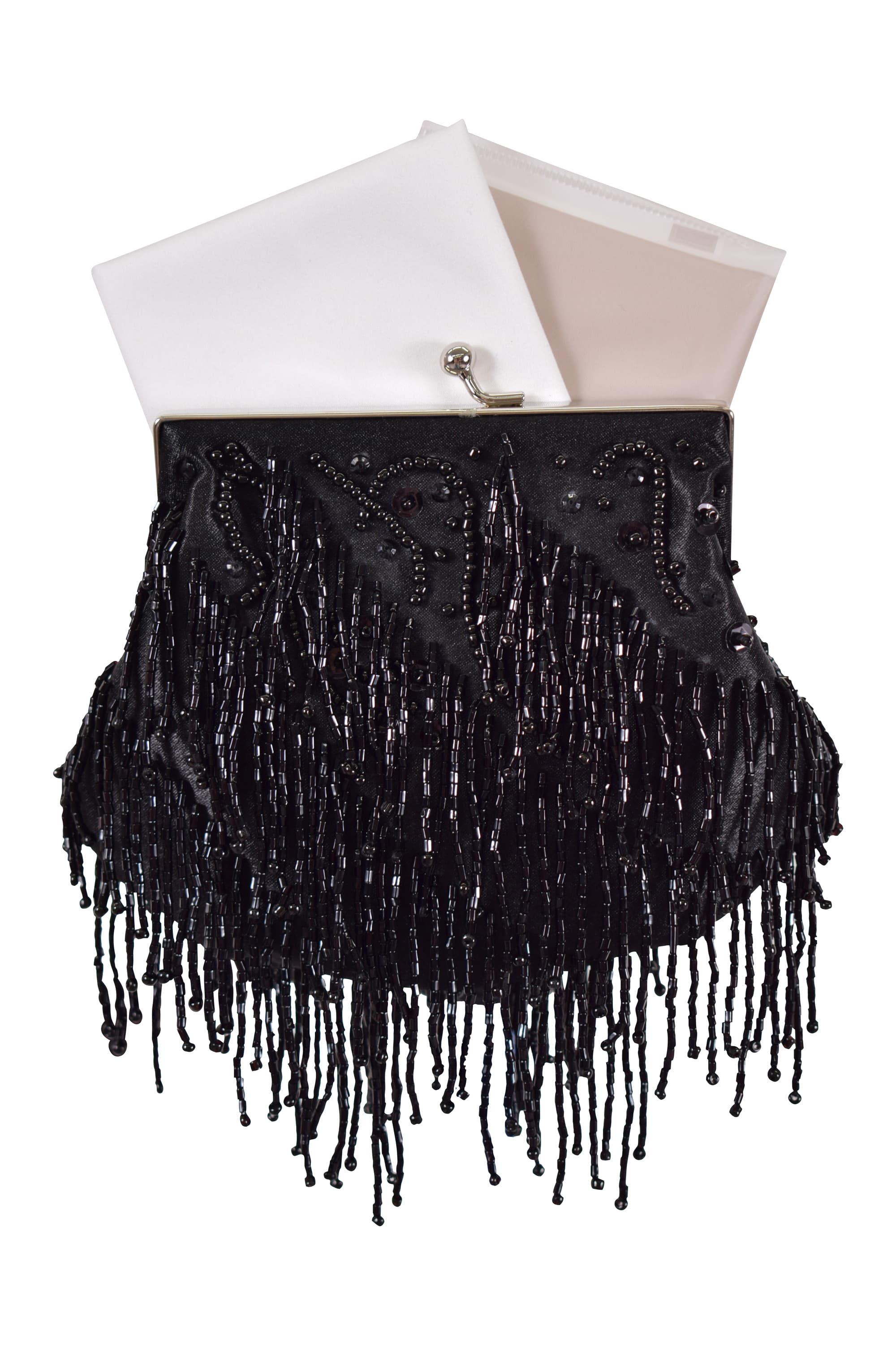 ビーズフリンジブラックバッグ