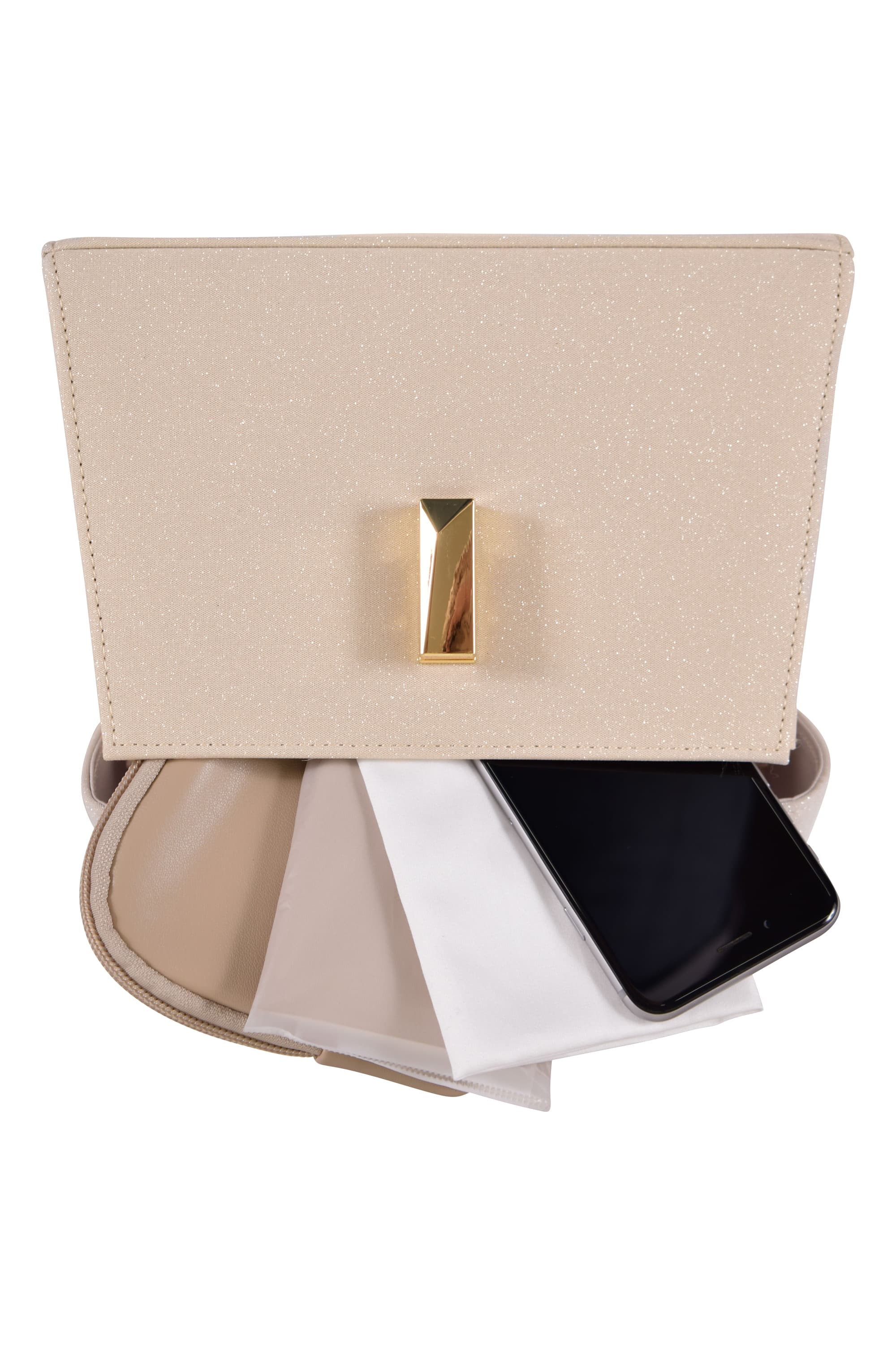 スクエア型ラメゴールドバッグ