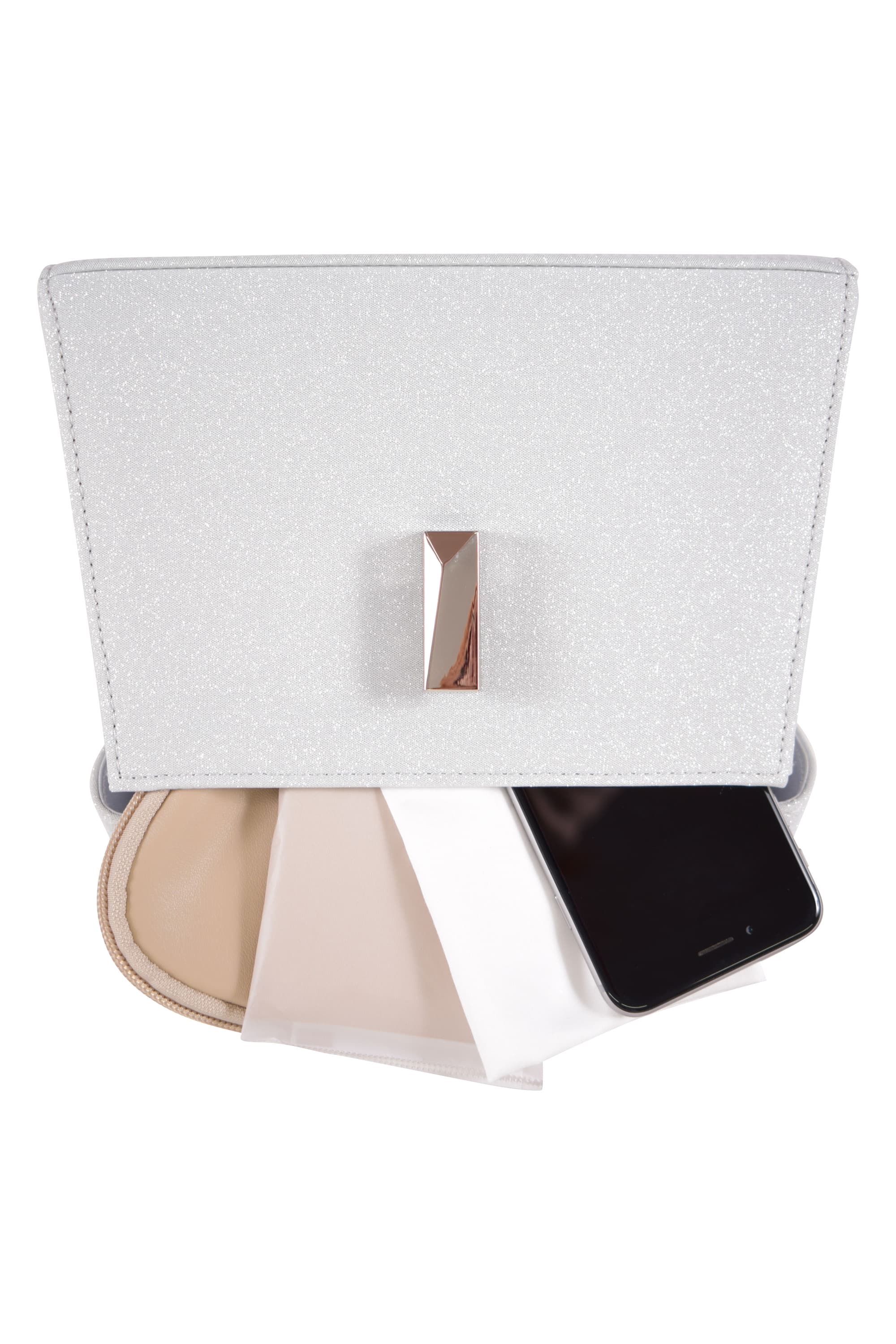 スクエア型ラメシルバーバッグ