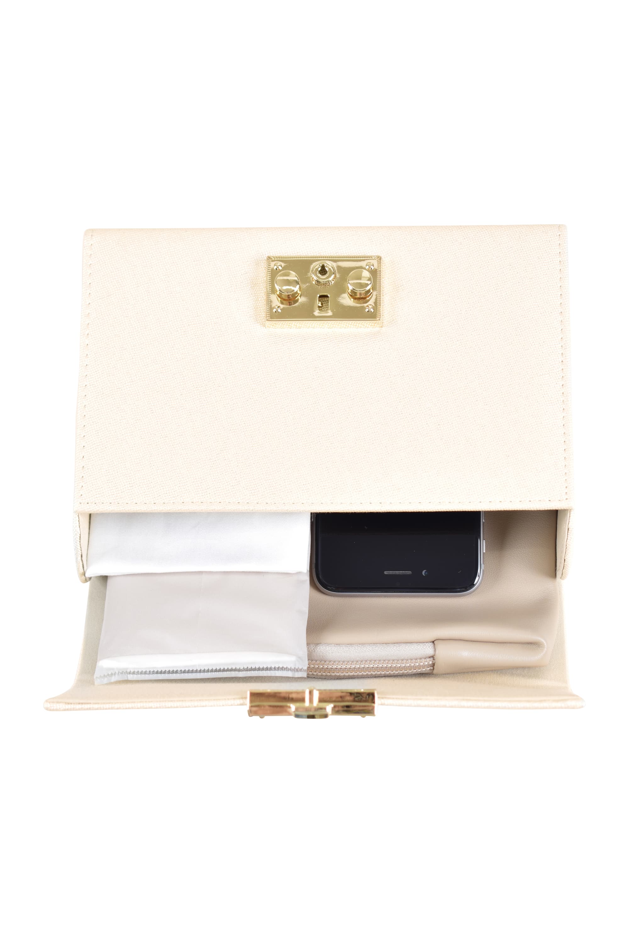 ラメポーチ型アイボリーバッグ