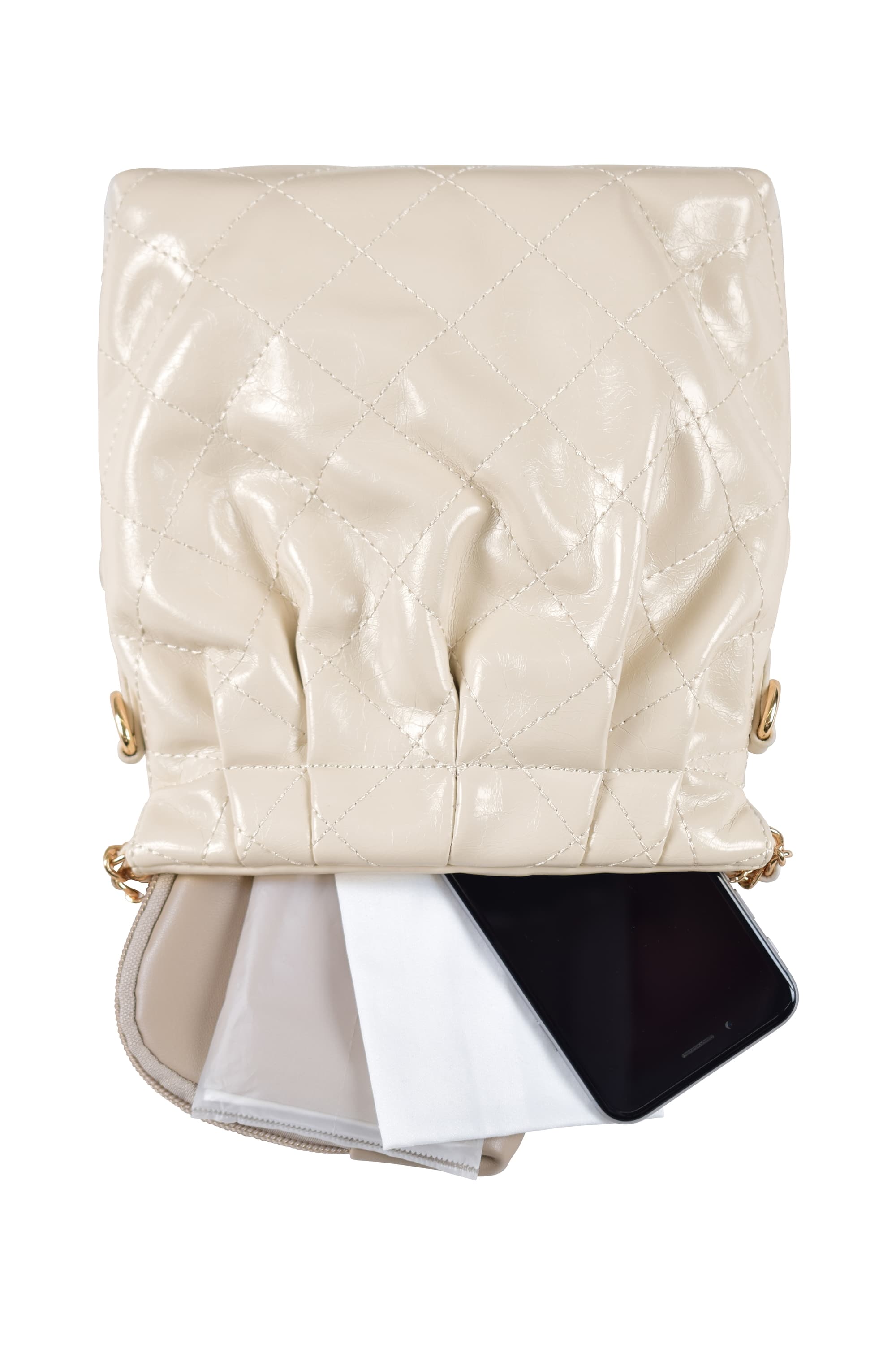 キルティング風チェーンアイボリーバッグ