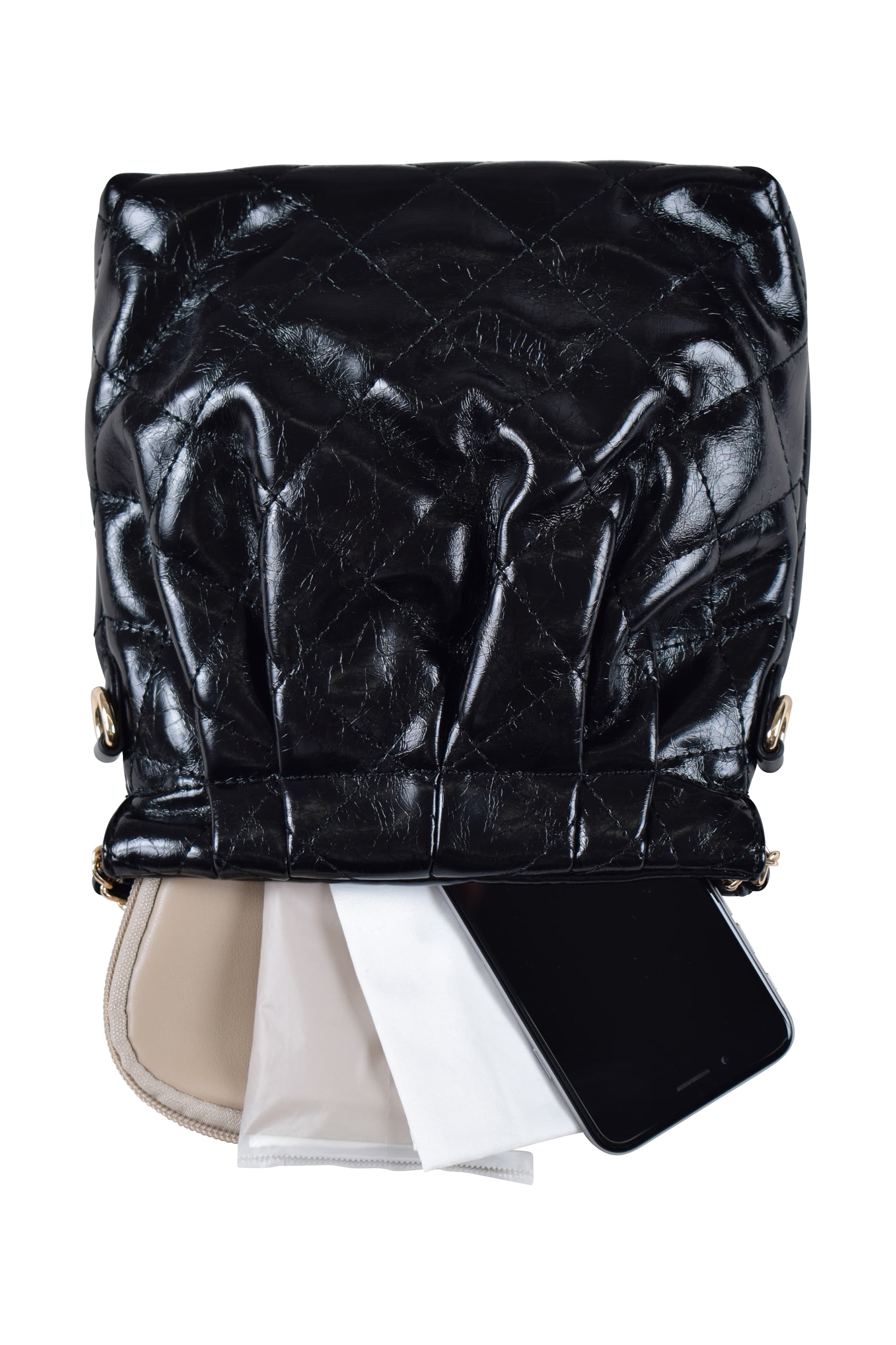 キルティング風チェーンブラックバッグ