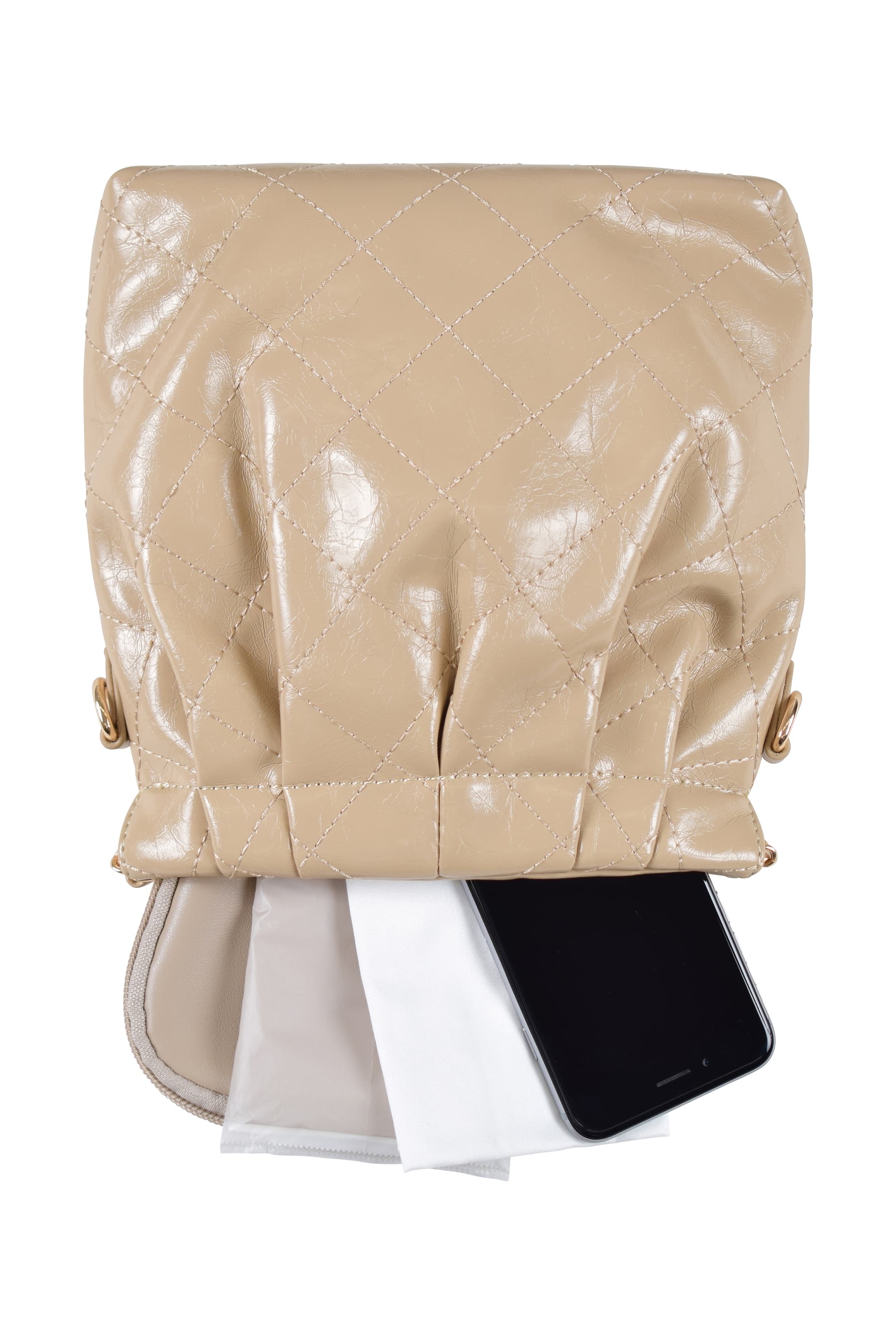 キルティング風チェーンベージュバッグ