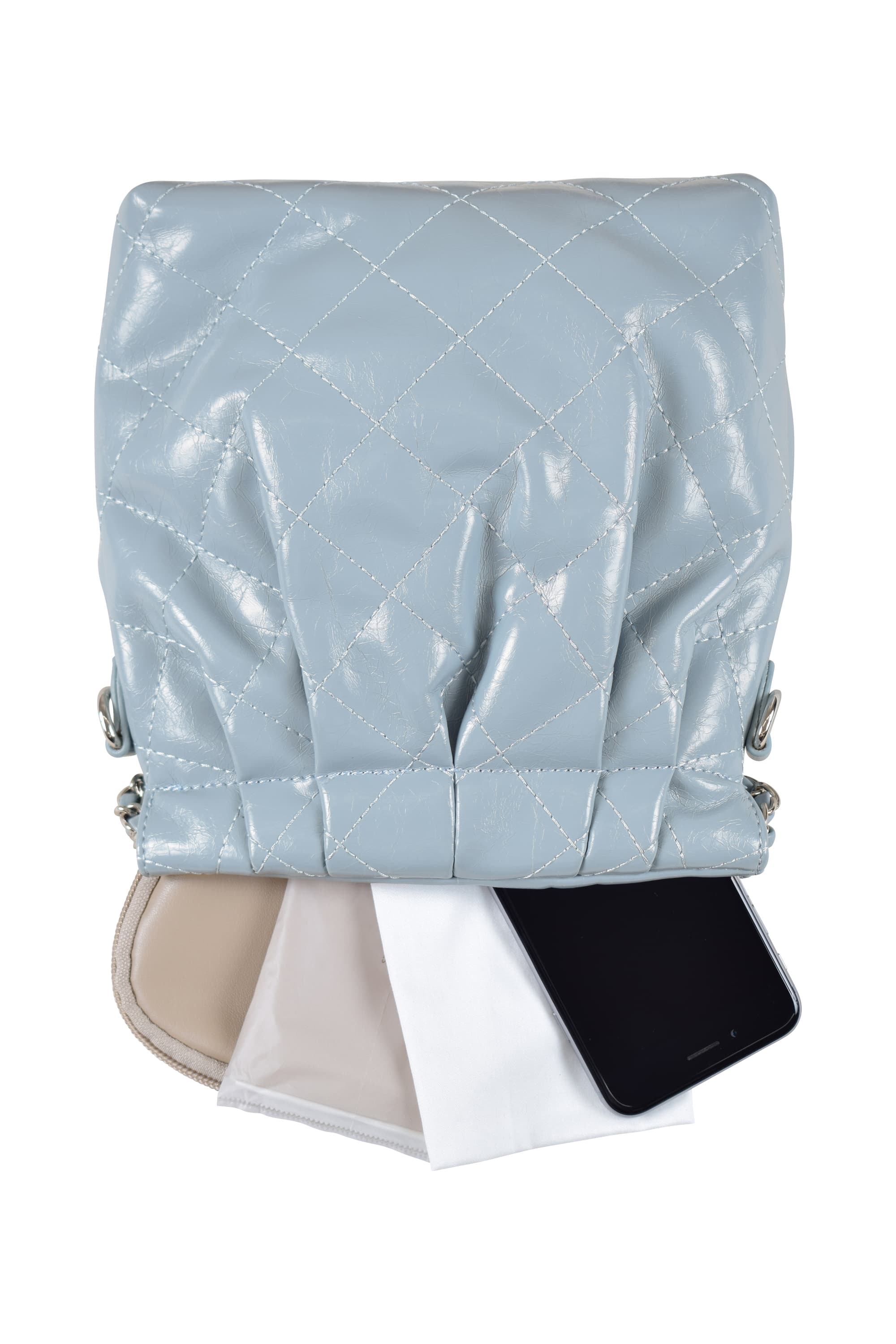 キルティング風チェーンブルーバッグ