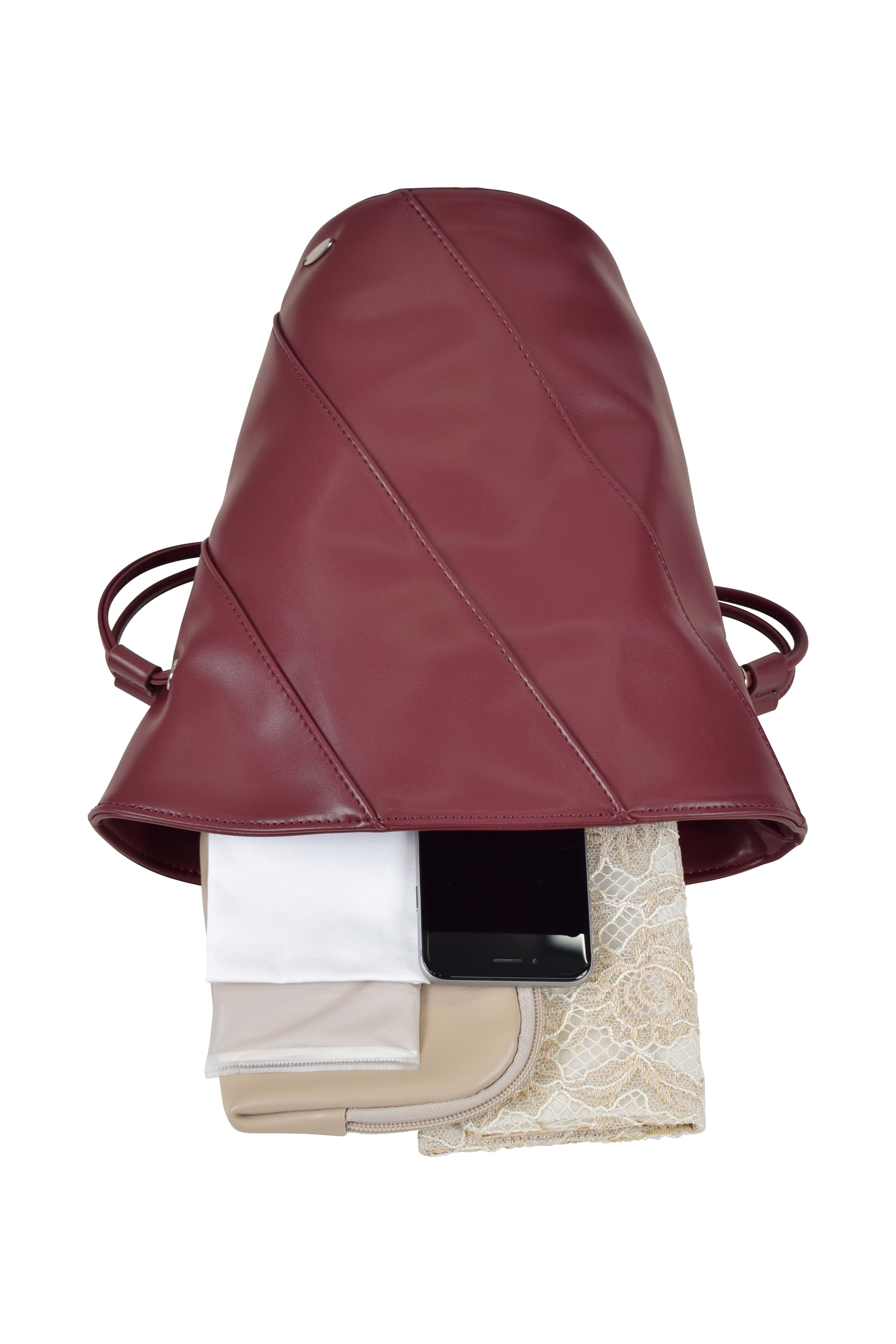 フラワーベースシェイプバーガンディーバッグ