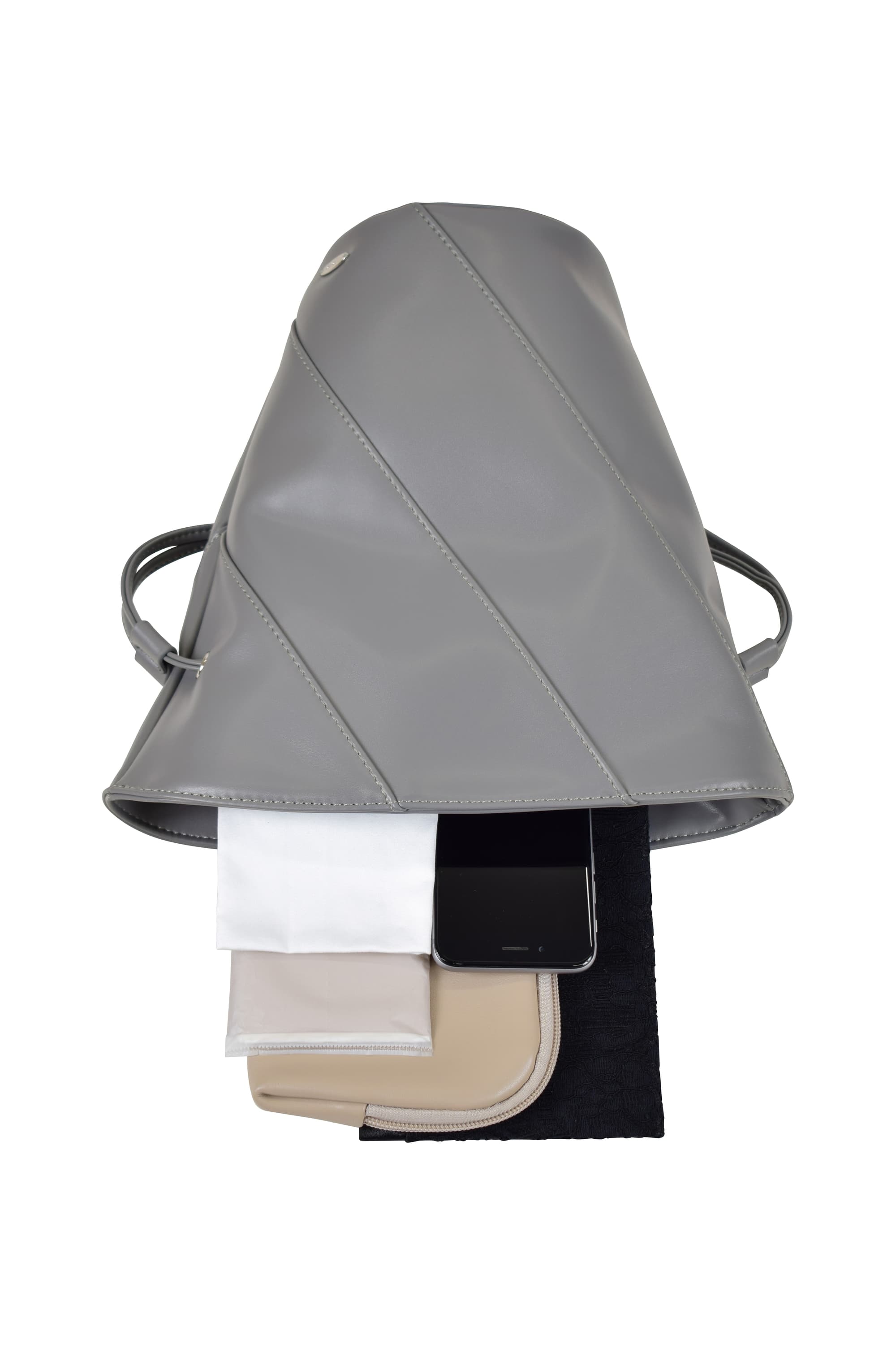 フラワーベースシェイプグレーバッグ