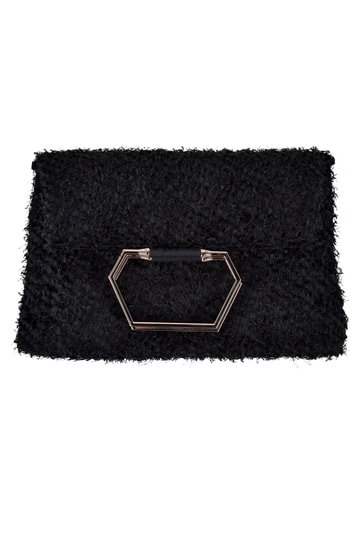 メタルハンドル×シャギーブラックバッグ