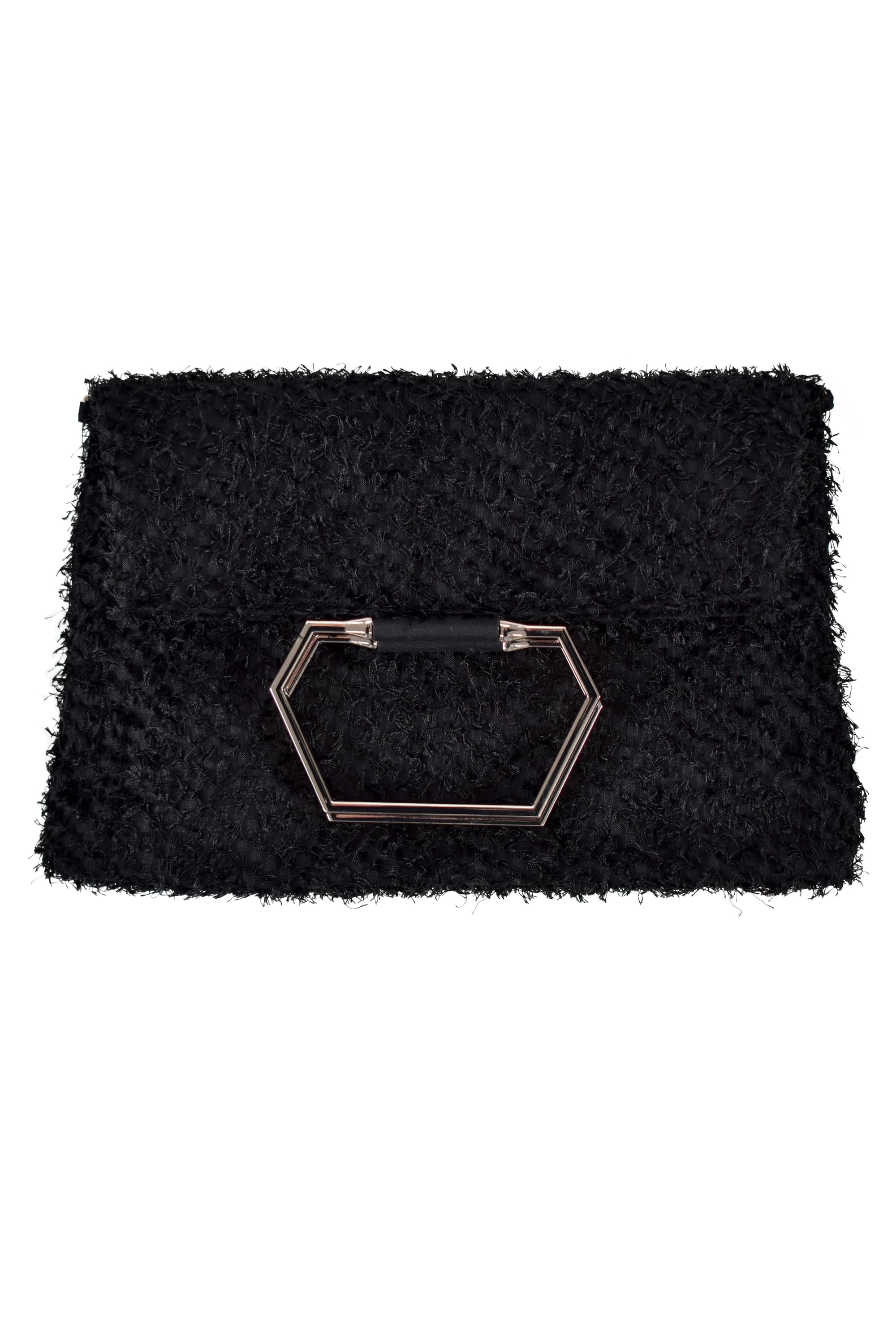 メタルハンドル×シャギーブラックバッグ