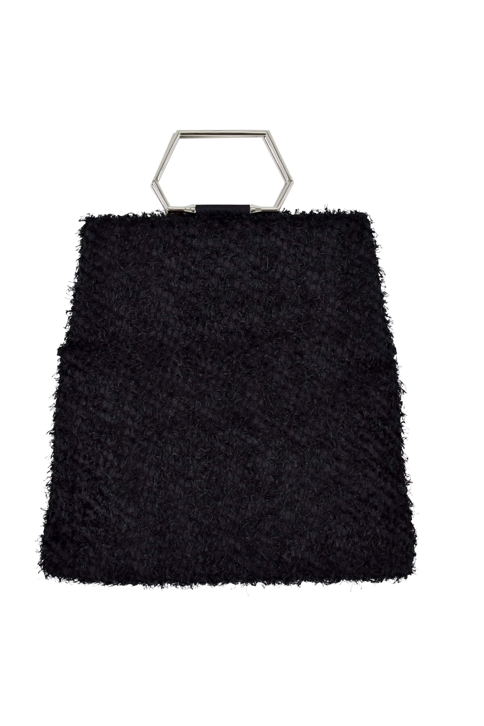 メタルハンドル×シャギーブラックバッグ