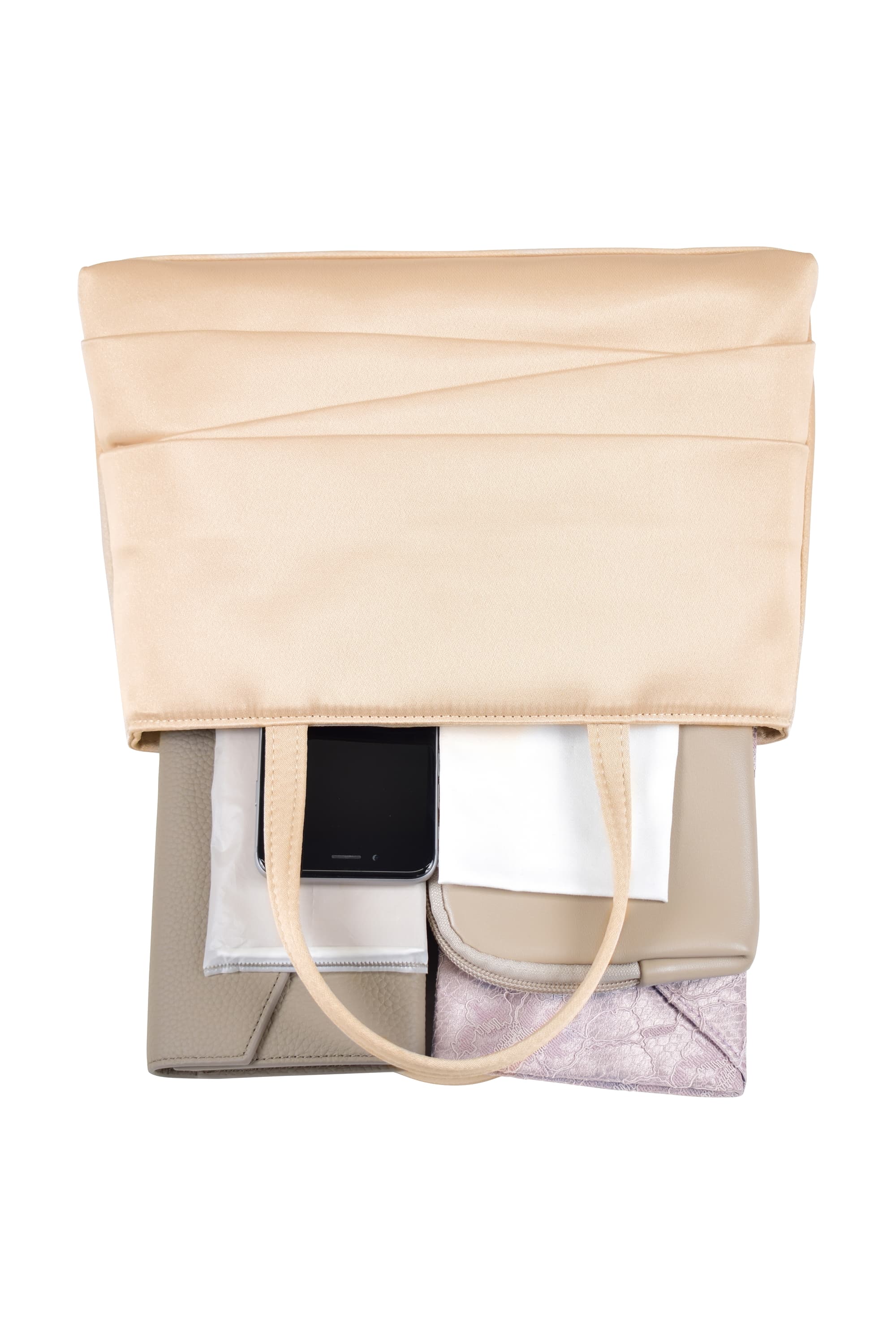 ジオメトリックタックベージュバッグ