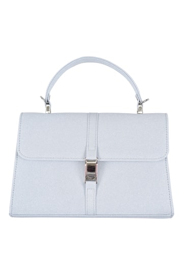 ベルト風スクエア型ラメシルバーバッグ