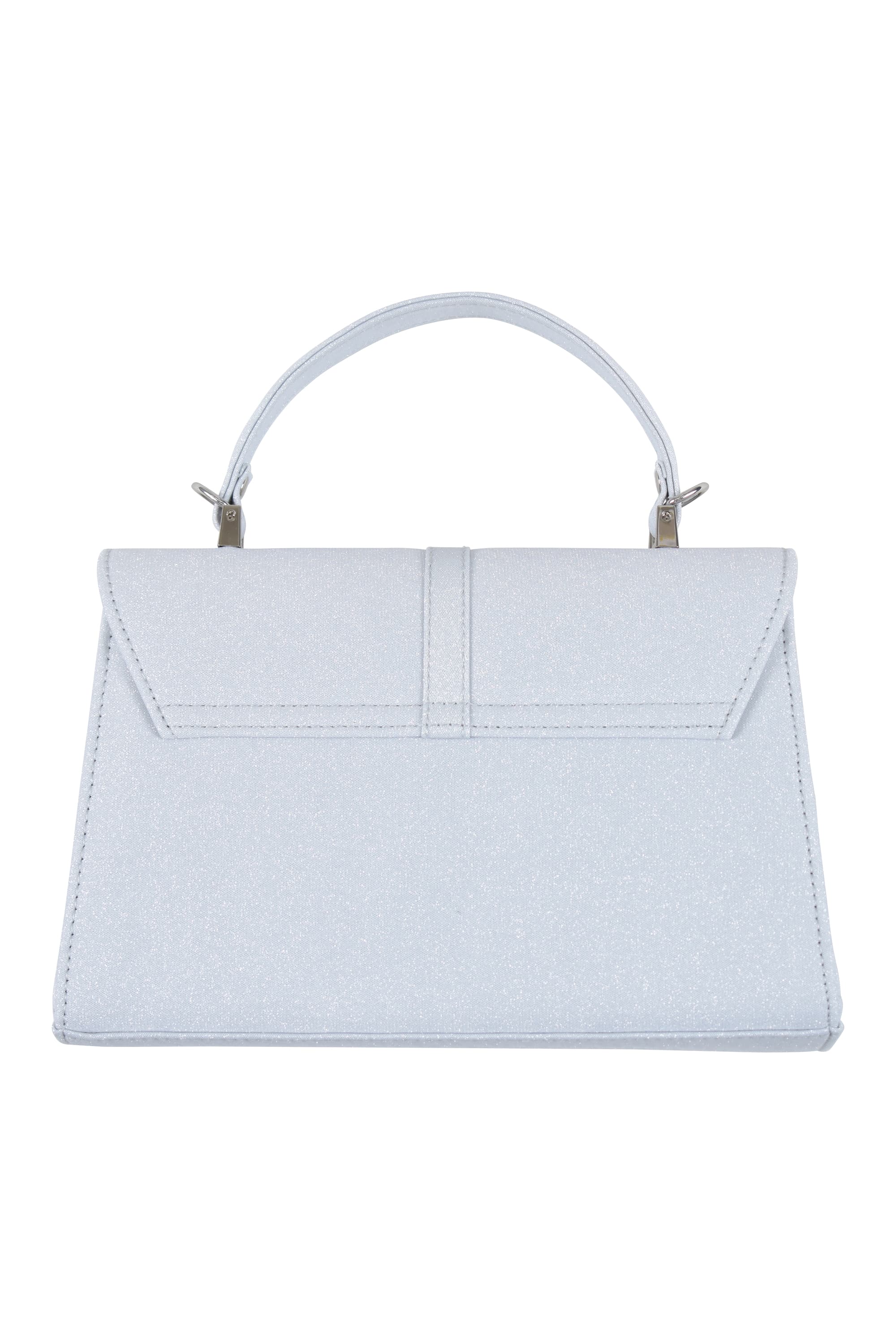 ベルト風スクエア型ラメシルバーバッグ