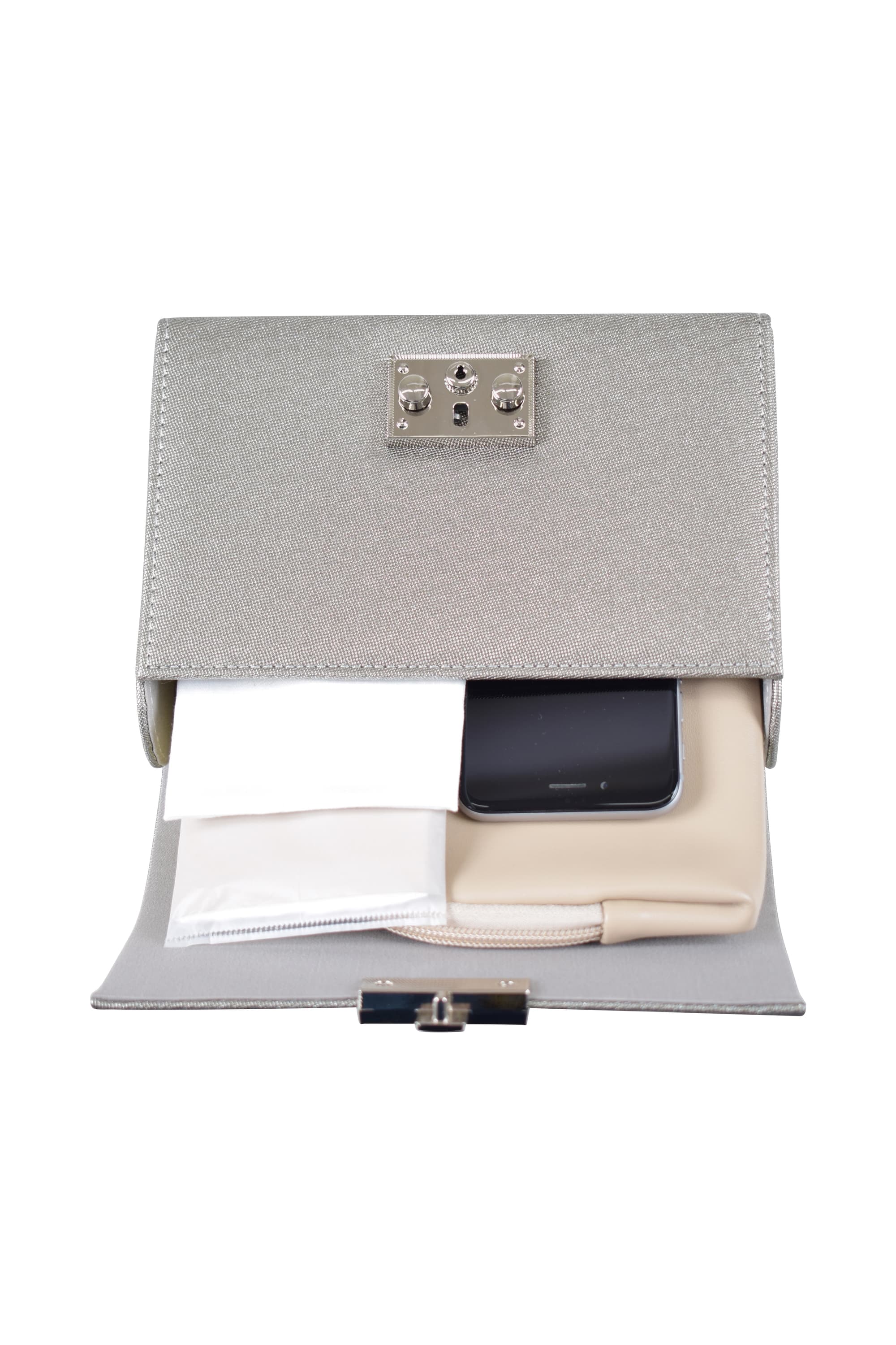 ラメポーチ型グレーバッグ