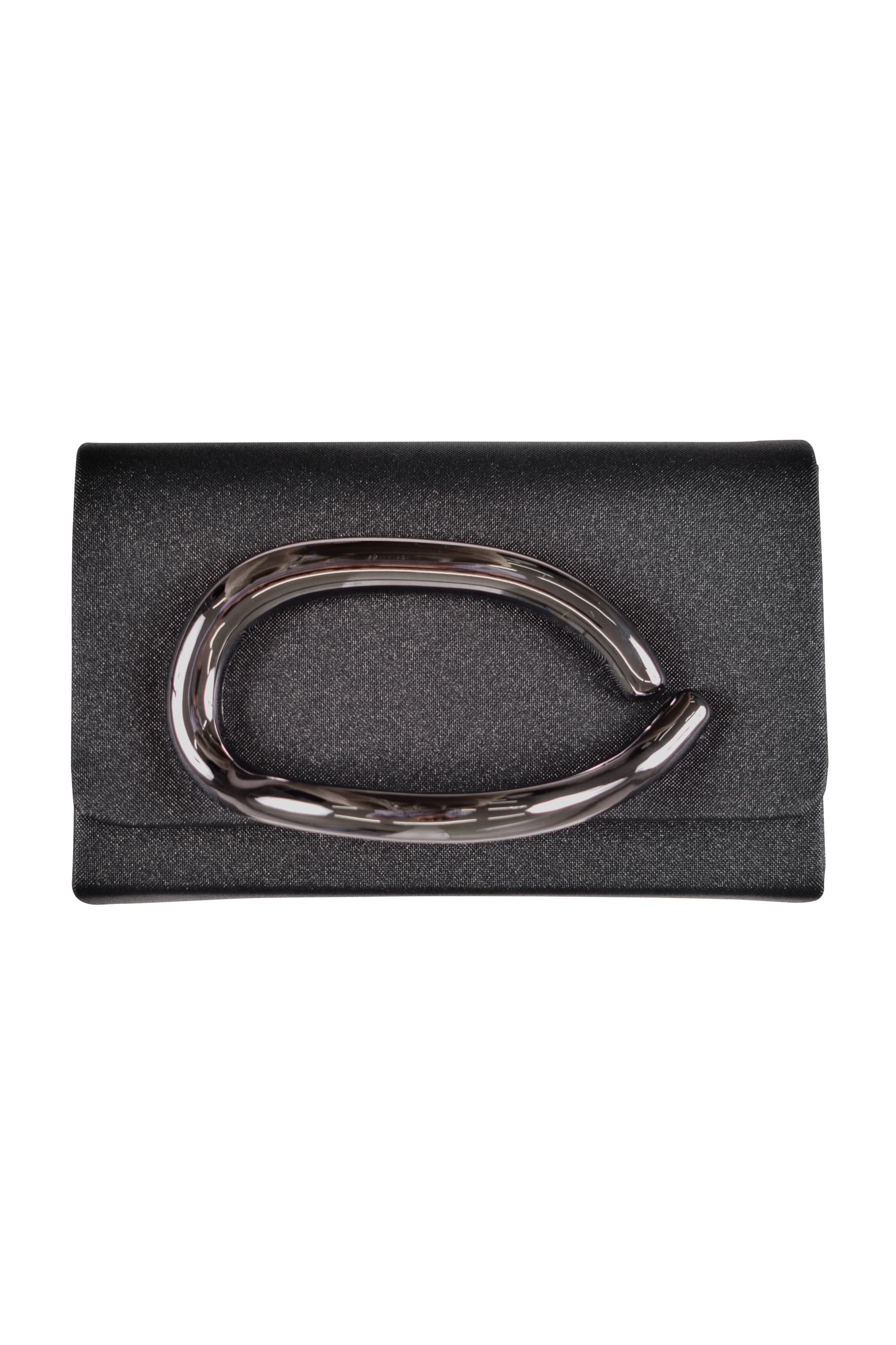 オーバルメタルハンドルブラックバッグ