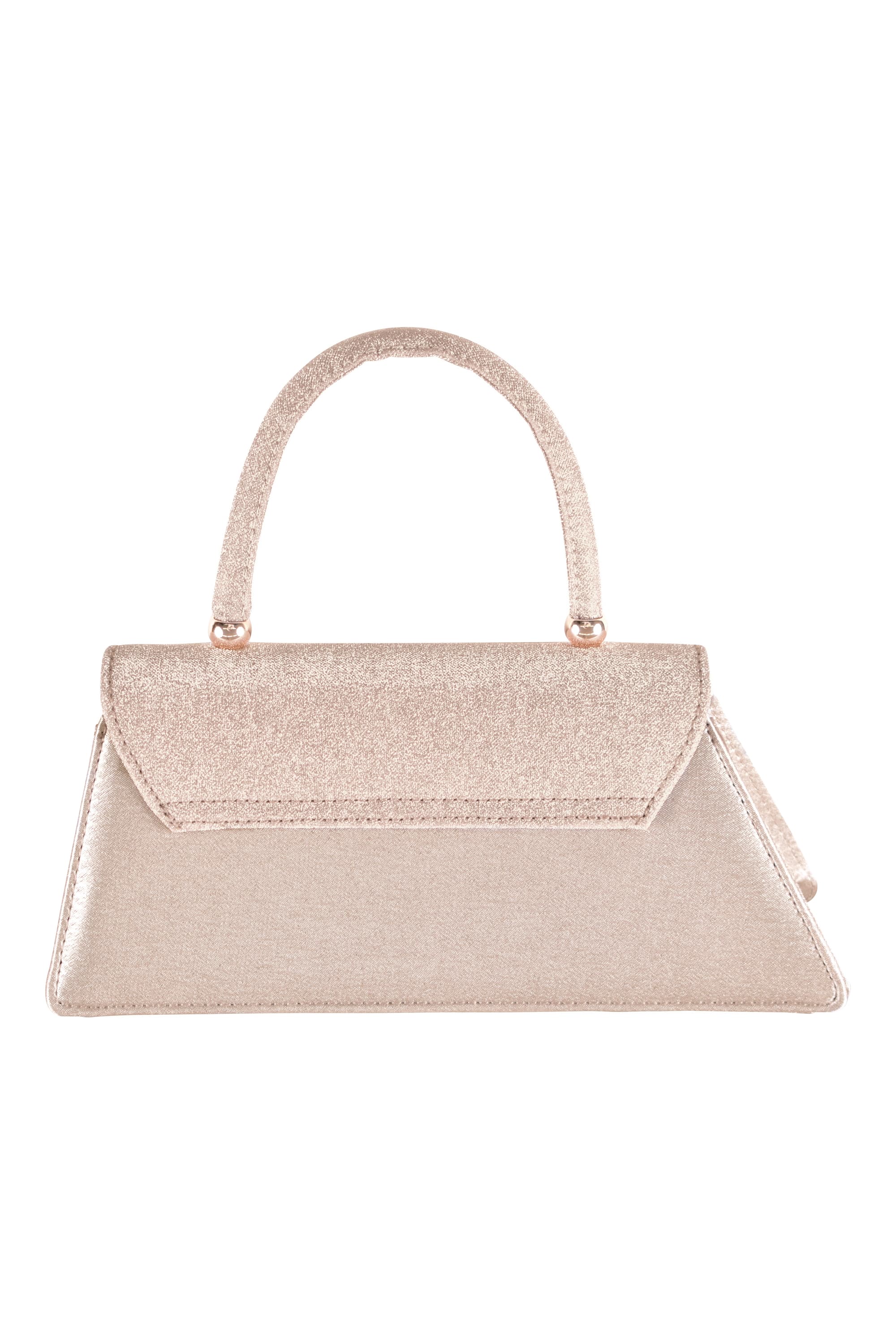 カーブフラップ&times;ラメ台形ピンクベージュバッグ